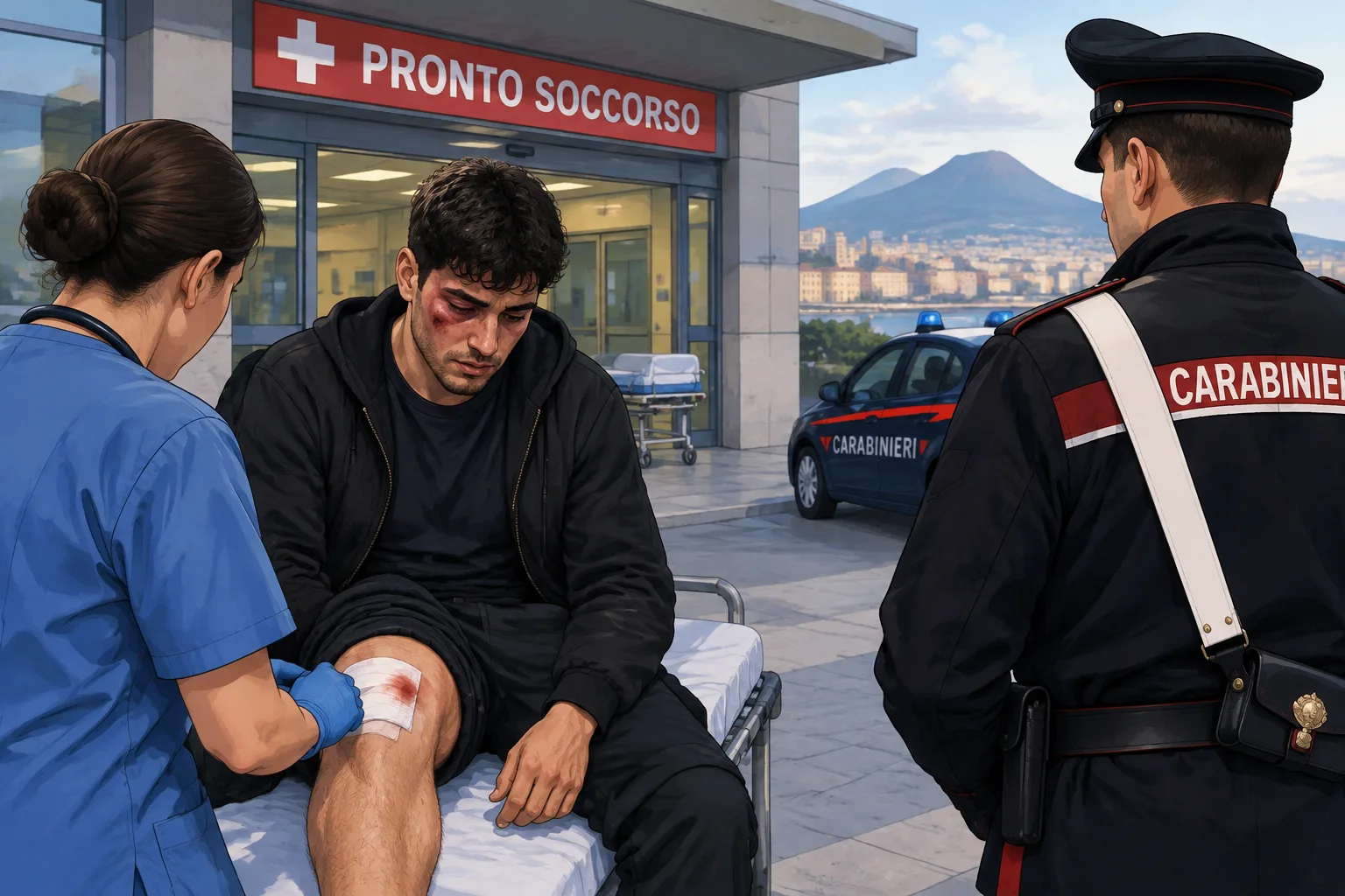 Si presenta al San Paolo con il volto tumefatto e una ferita da arma da fuoco: indagano i carabinieri