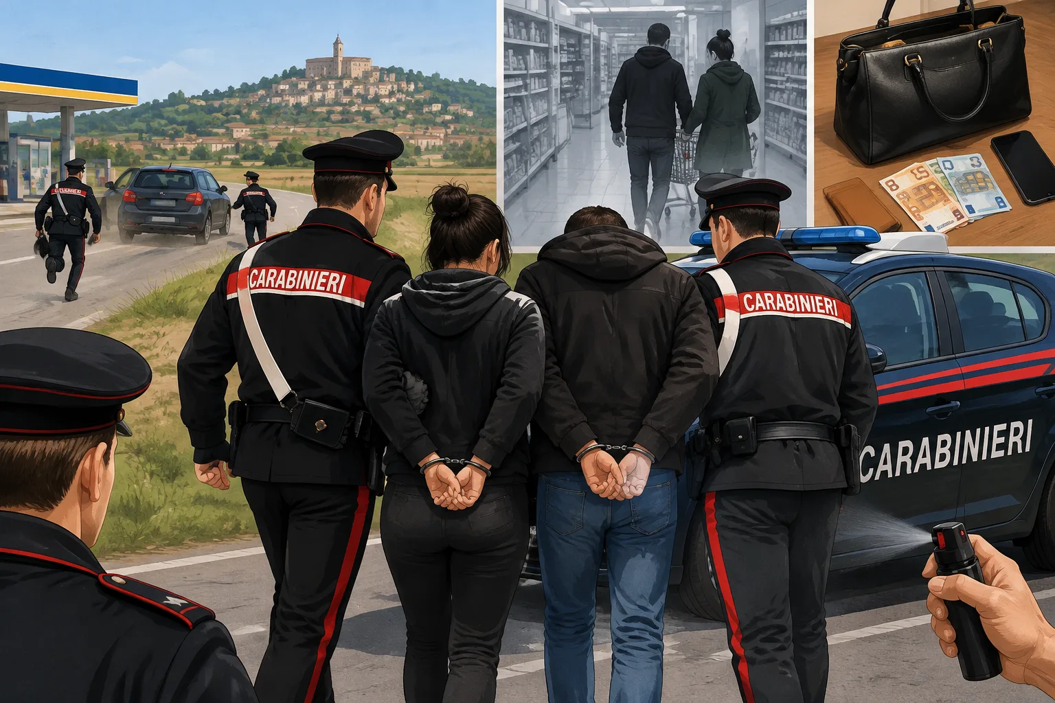 Tentata truffa della "monetina" e furto in supermercato: arrestati a Todi e Marsciano
