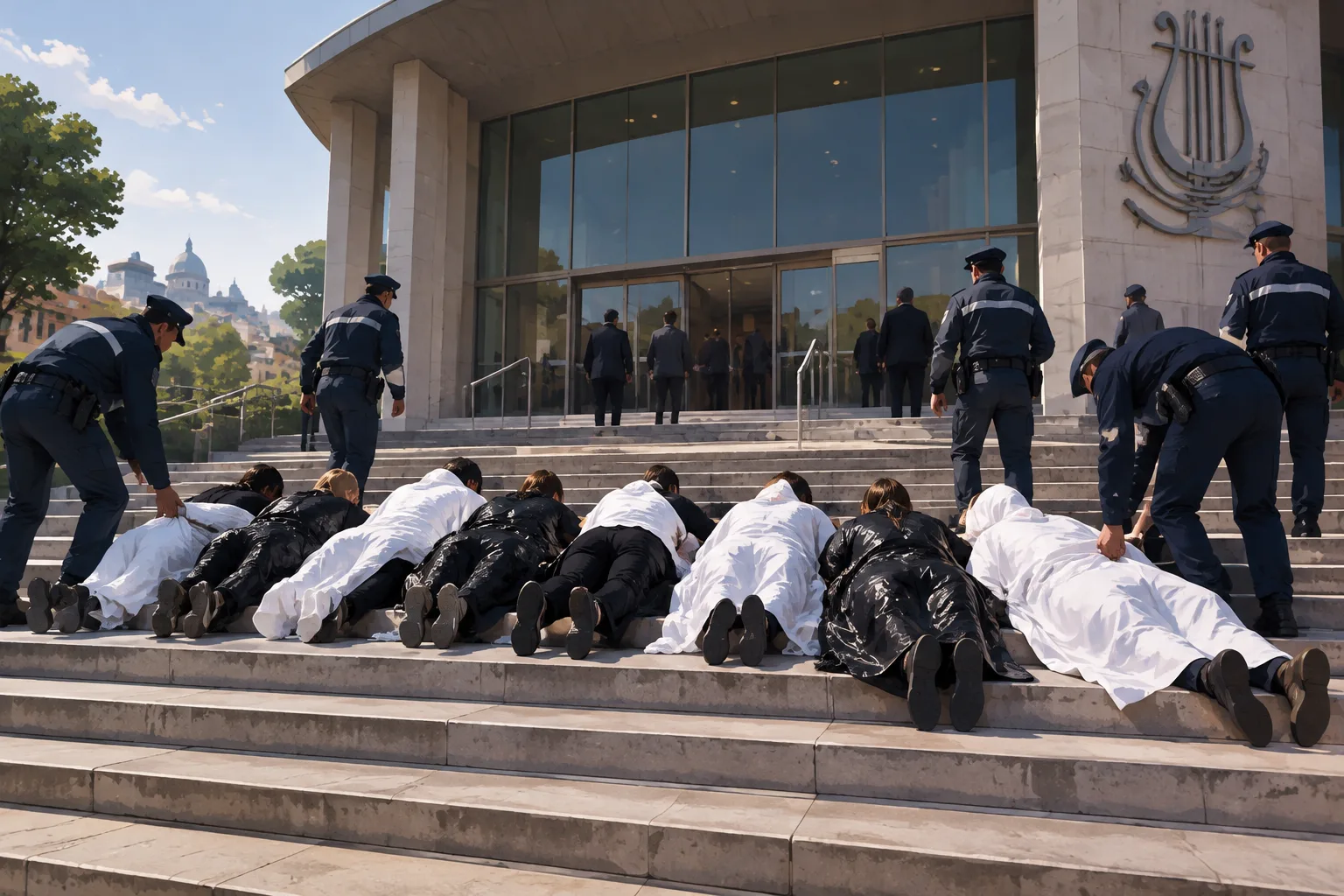 Protesta all’Auditorium della Pace: otto attivisti di Ultima Generazione bloccano l’ingresso