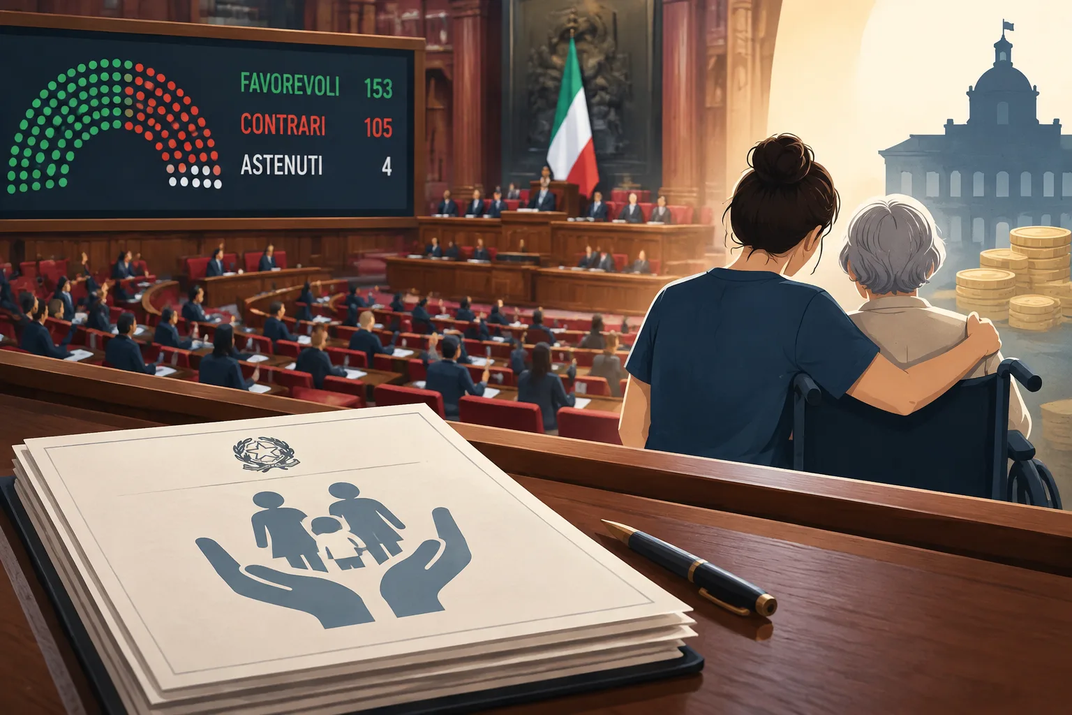 La Camera approva in prima lettura la legge sui caregiver: scontro sui fondi