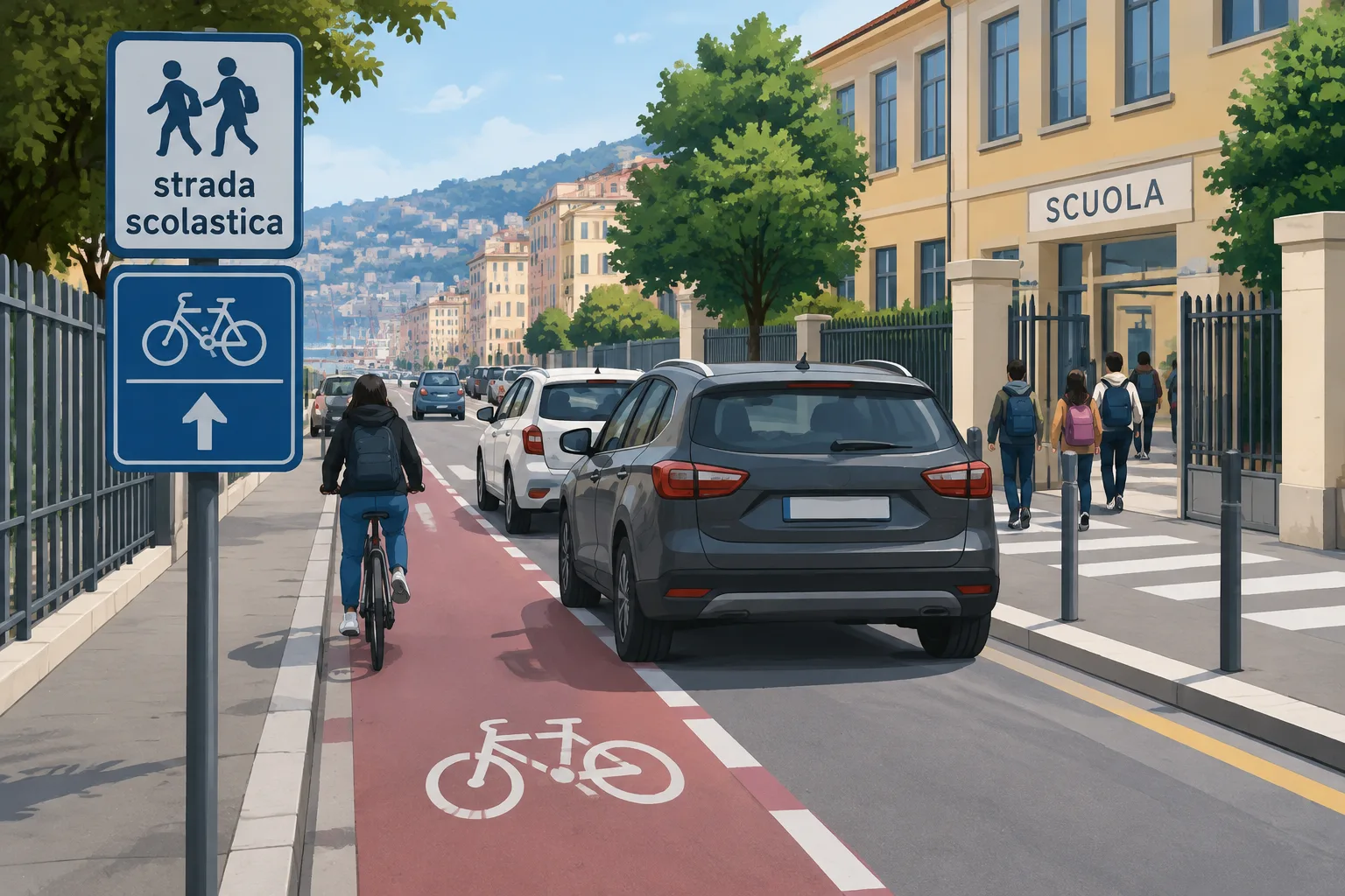 Fiab: in via Cavallotti i cartelli per la 'strada scolastica' non risolvono sosta e occupazione della ciclabile