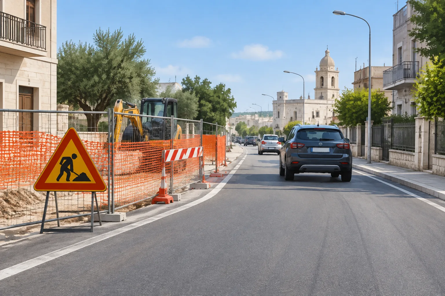 Via De Candia a Ceglie riaperta dopo il cedimento vicino agli scavi