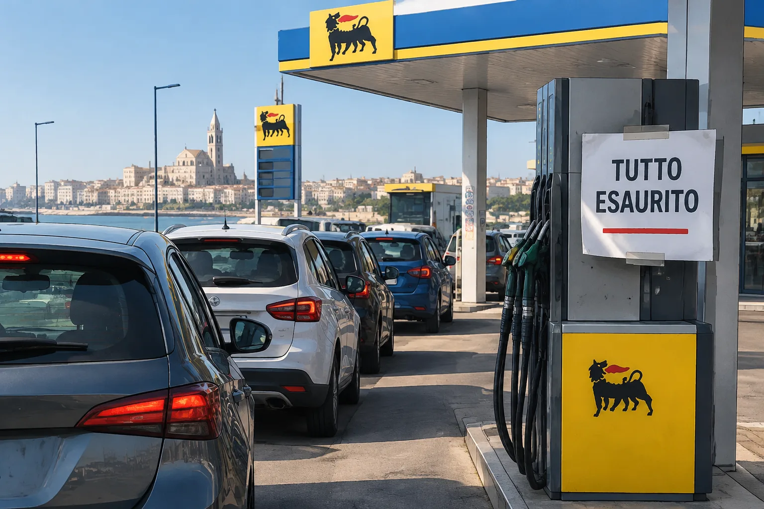 Carburante, a Bari code e distributori con il cartello “tutto esaurito”