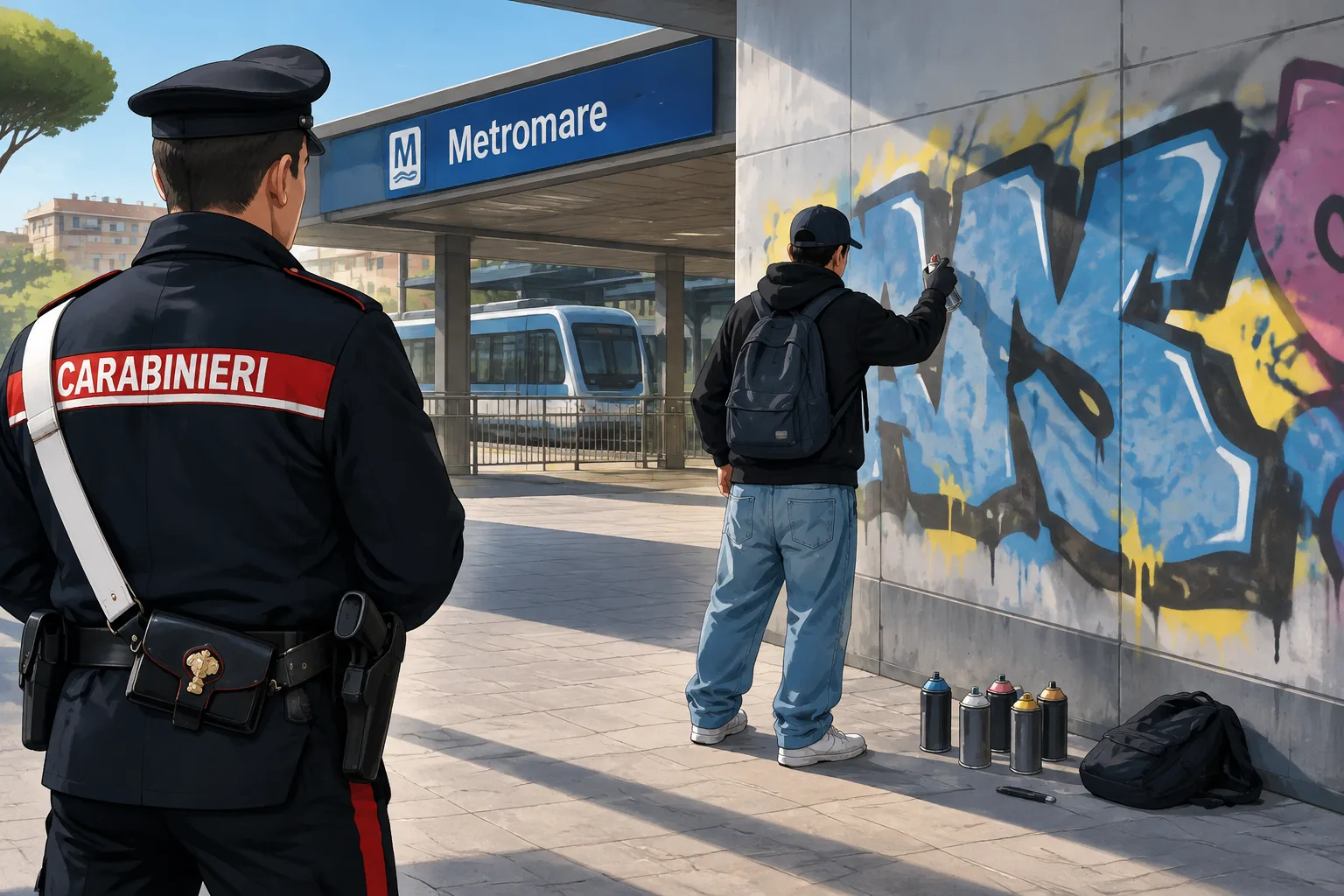 Tor di Valle, 19enne denunciato per aver tracciato un murale alla fermata Metromare