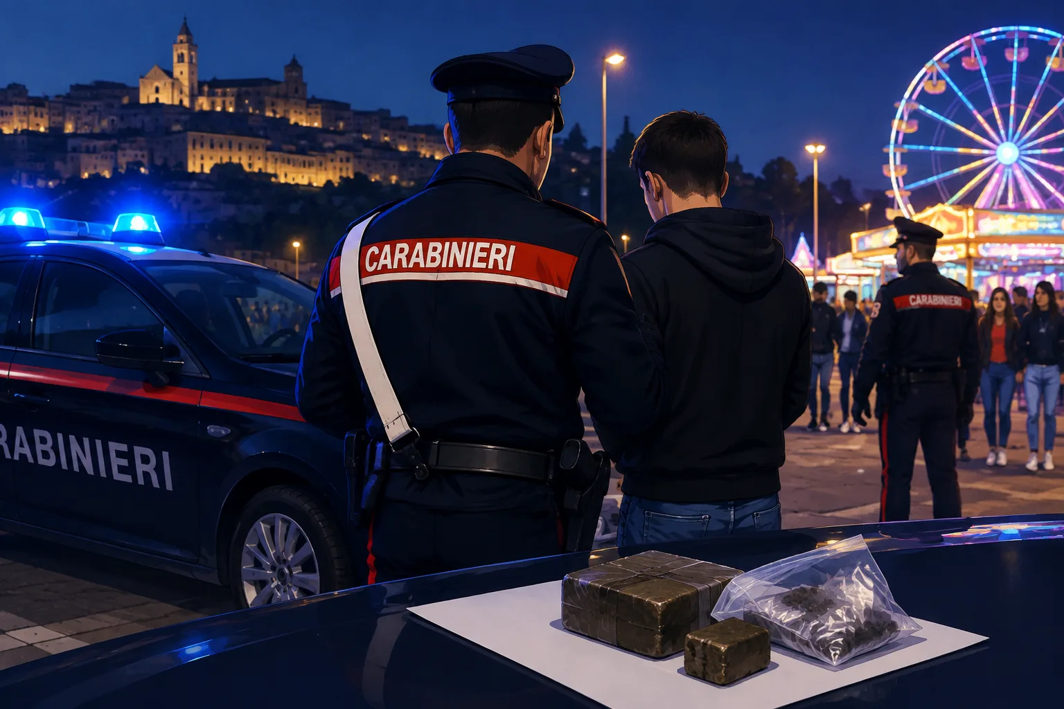 Controlli a Perugia: arrestato un 22enne con 86 grammi di hashish durante i servizi ai 'Baracconi'
