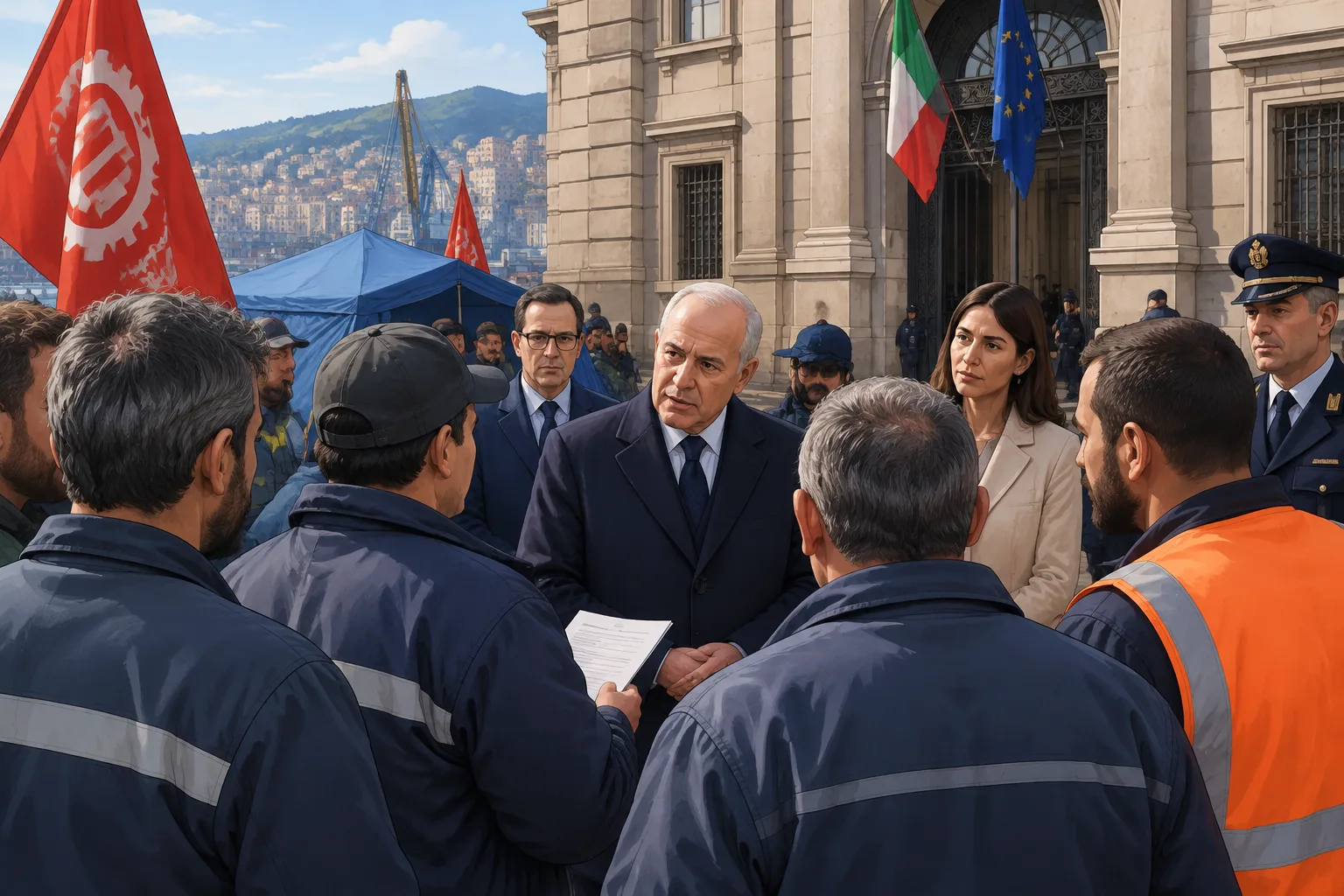 Ex Ilva di Genova, secondo giorno di presidio sotto la Prefettura: delegazione di operai ricevuta da Piantedosi