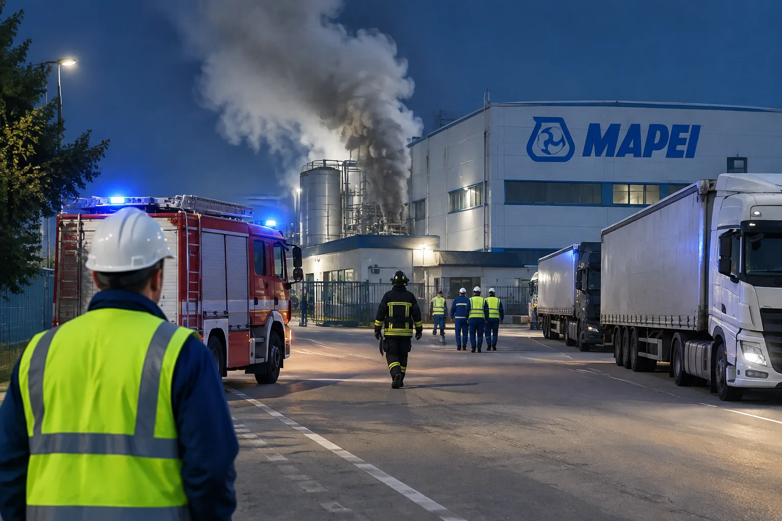 Fumo ed esplosione notturna allo stabilimento Mapei di Robbiano di Mediglia