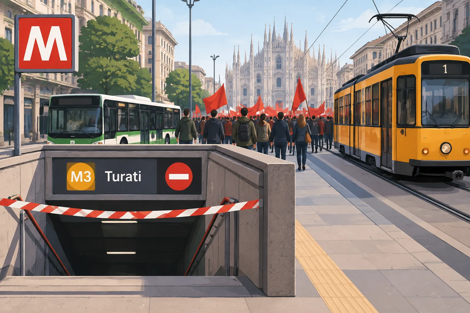 Corteo in centro a Milano: chiusa la stazione Turati, deviazioni per tram e autobus