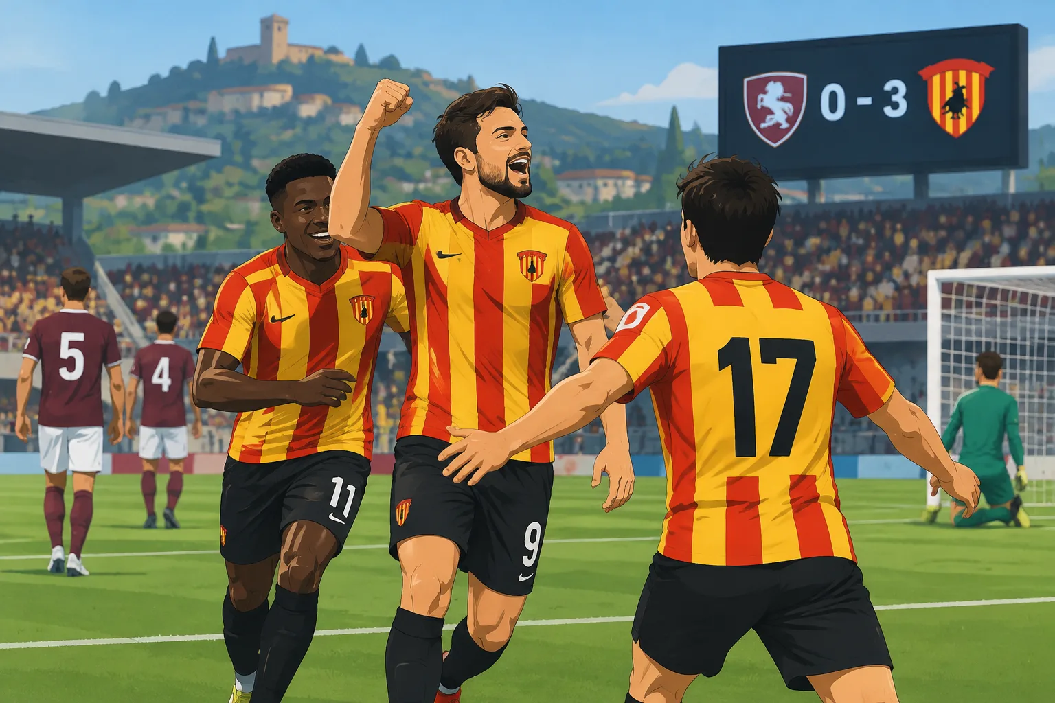 Serie B: il Benevento vince 3-0 ad Arezzo nell'8ª giornata
