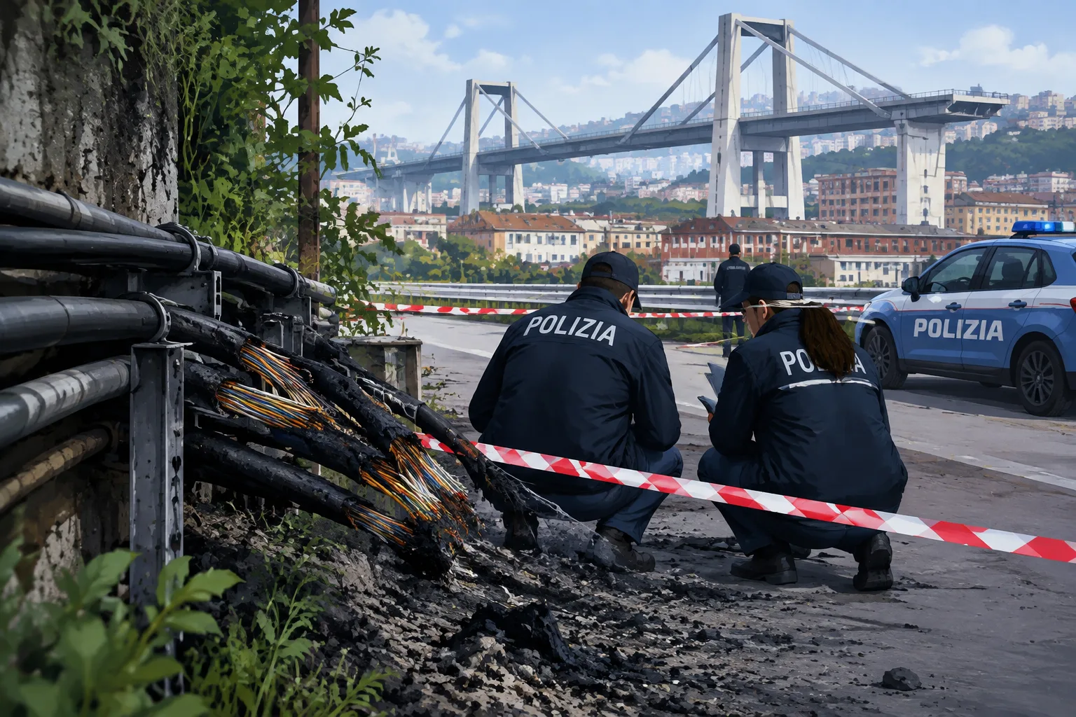 FiberCop denuncia alla Procura per l’incendio che ha danneggiato cinque cavi sotto il ponte San Giorgio a Genova