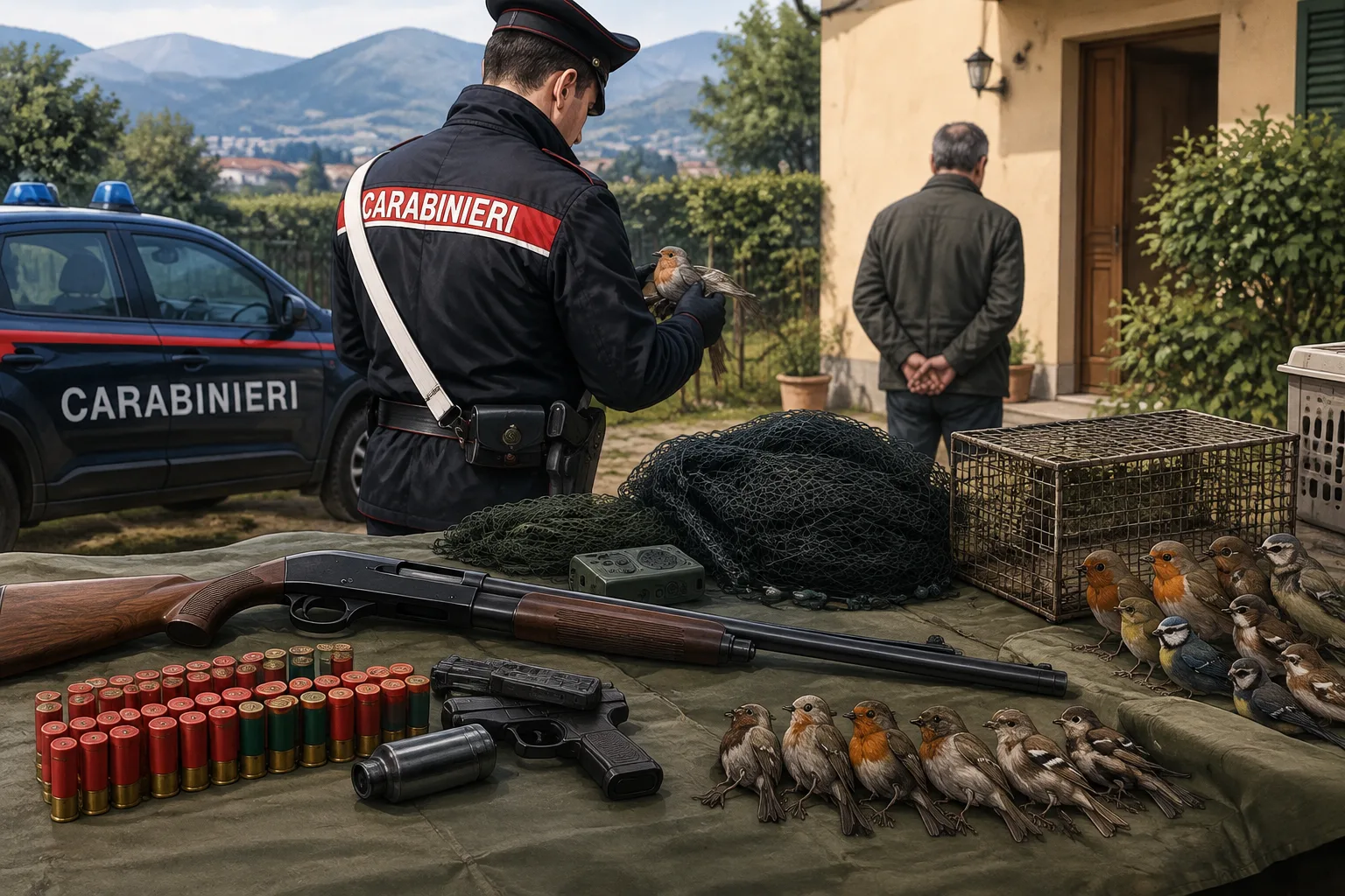 Villa Carcina, arrestato 56enne nell'operazione 'Pettirosso 2026' per presunto bracconaggio