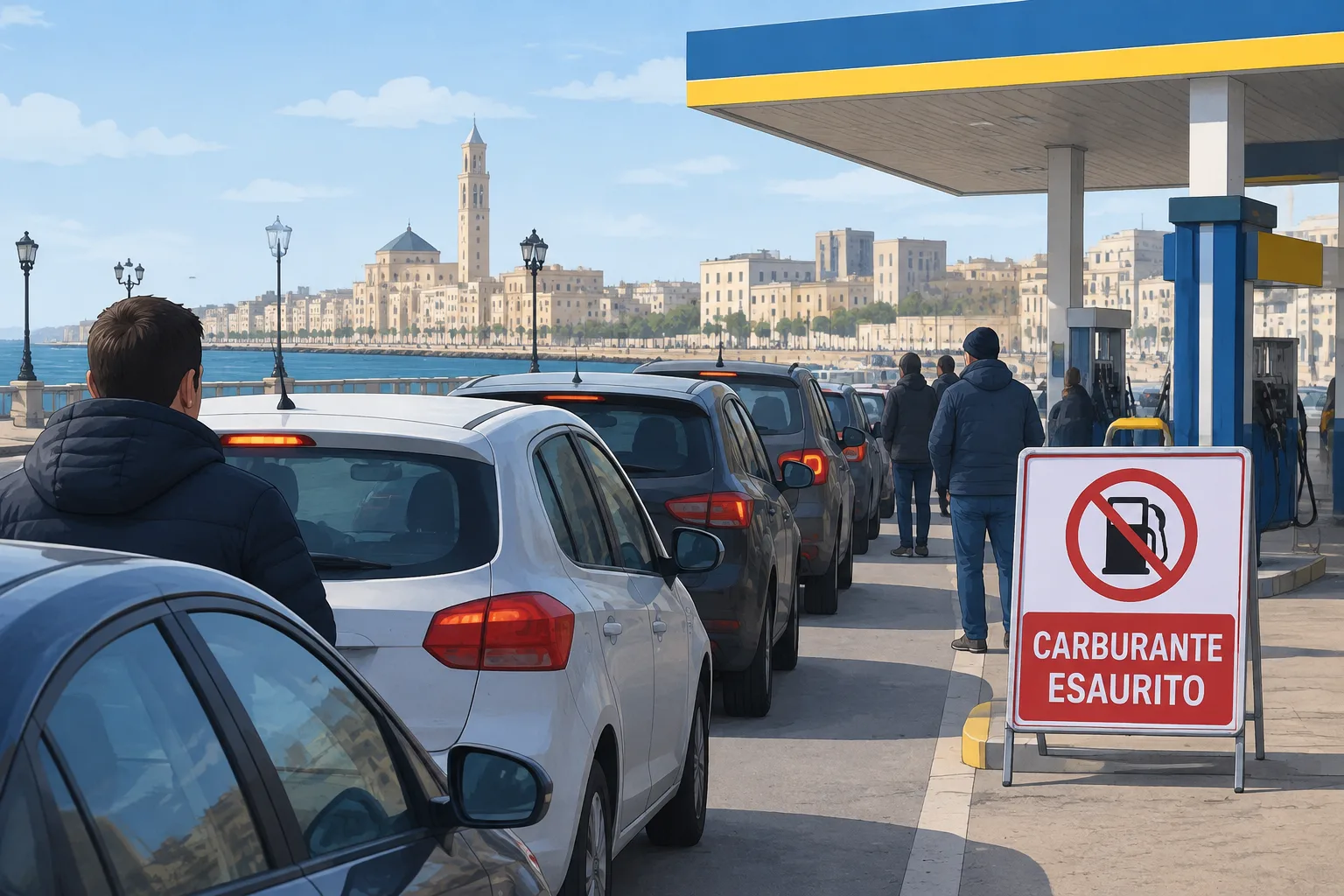 Bari in emergenza carburanti: meno del 10% delle pompe attive