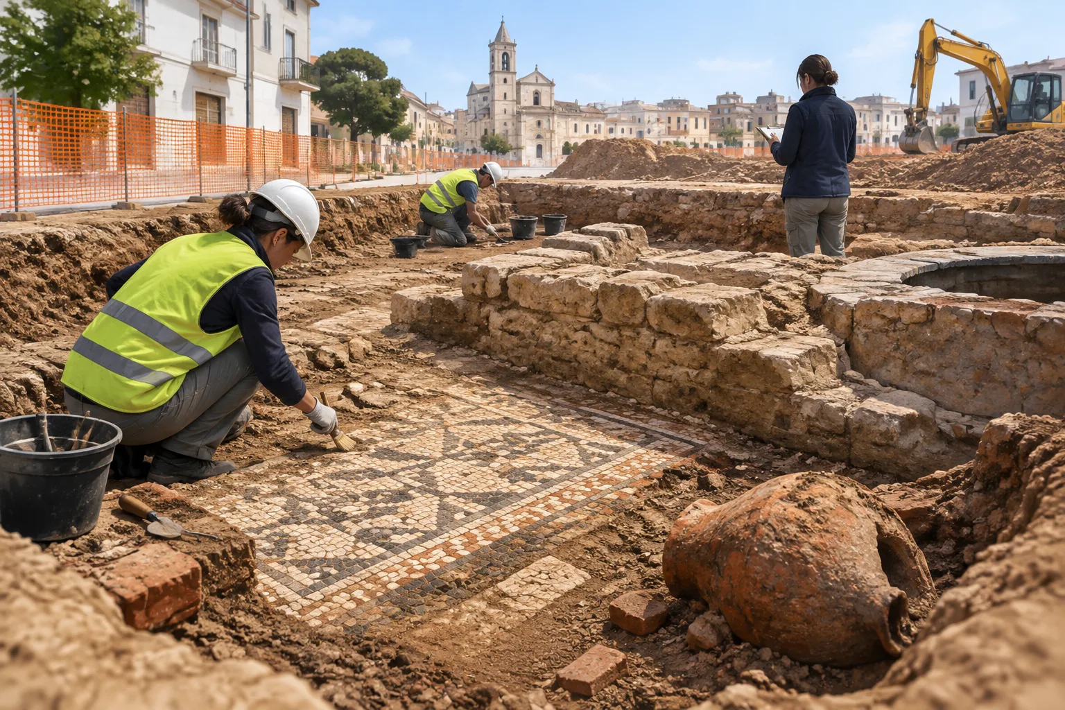 Scavi per la fogna bianca a Ceglie: emergono reperti di età romano-tardoantica