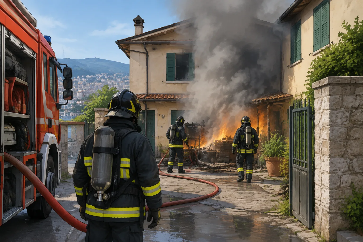 Incendio in un'abitazione tra Strada di Guardiella e via Boegan a Trieste