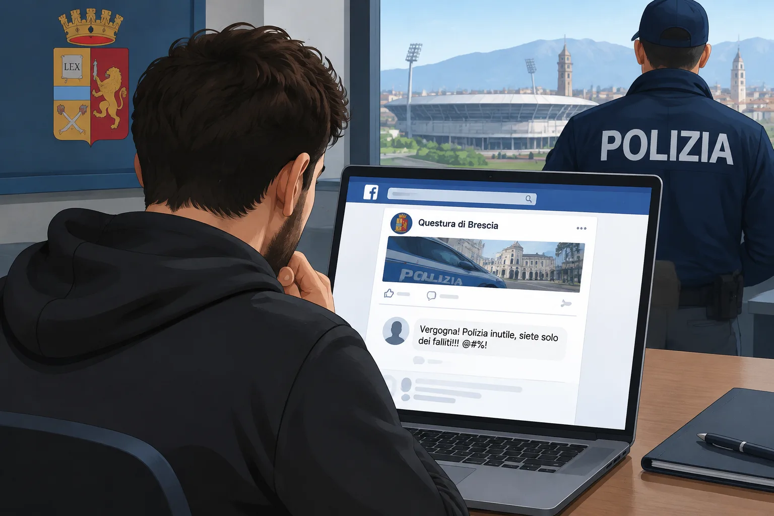 Denunciato un 30enne per un commento pubblicato sulla pagina Facebook della Questura di Brescia