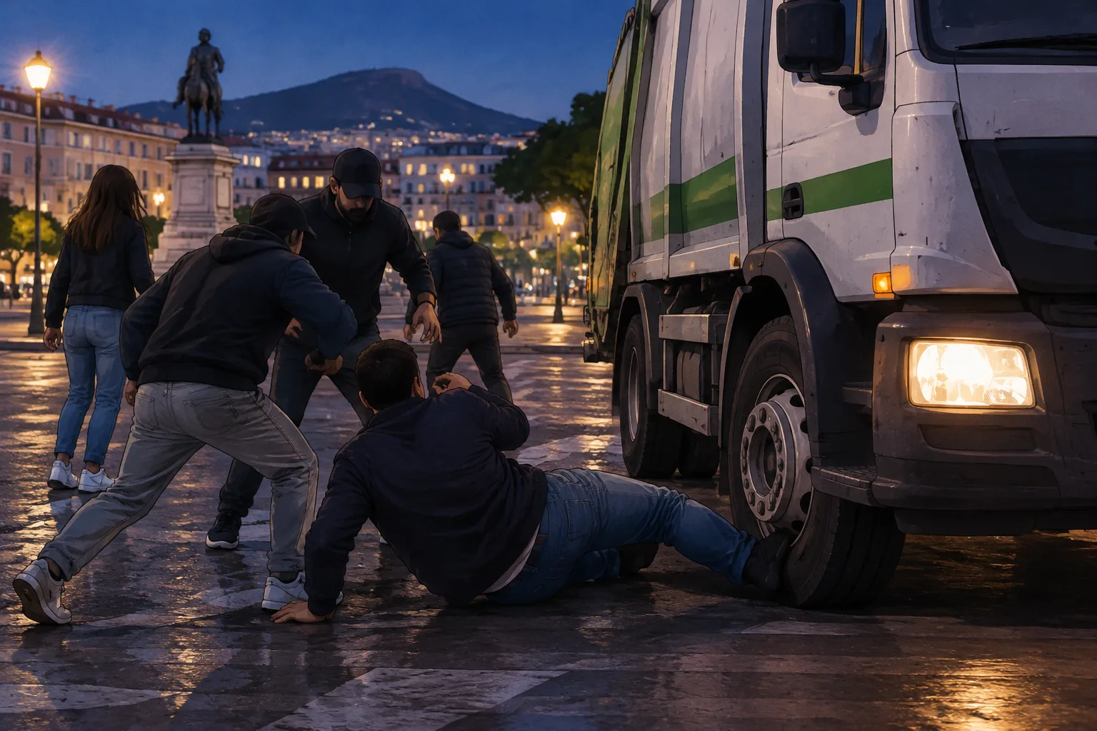 Piazza Vanvitelli: padre interviene per difendere la figlia, durante la rissa la gamba viene schiacciata da un camion della nettezza urbana