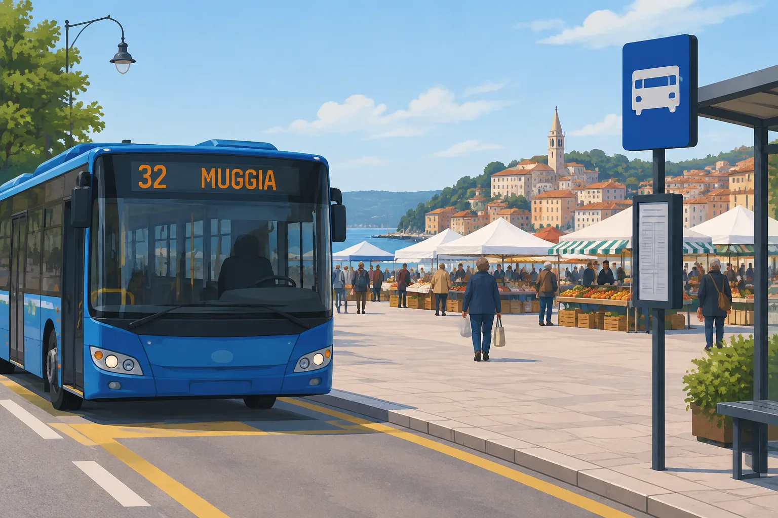 Linea 32 deviata per servire il mercato del giovedì a Muggia: fermata in piazzale Alto Adriatico