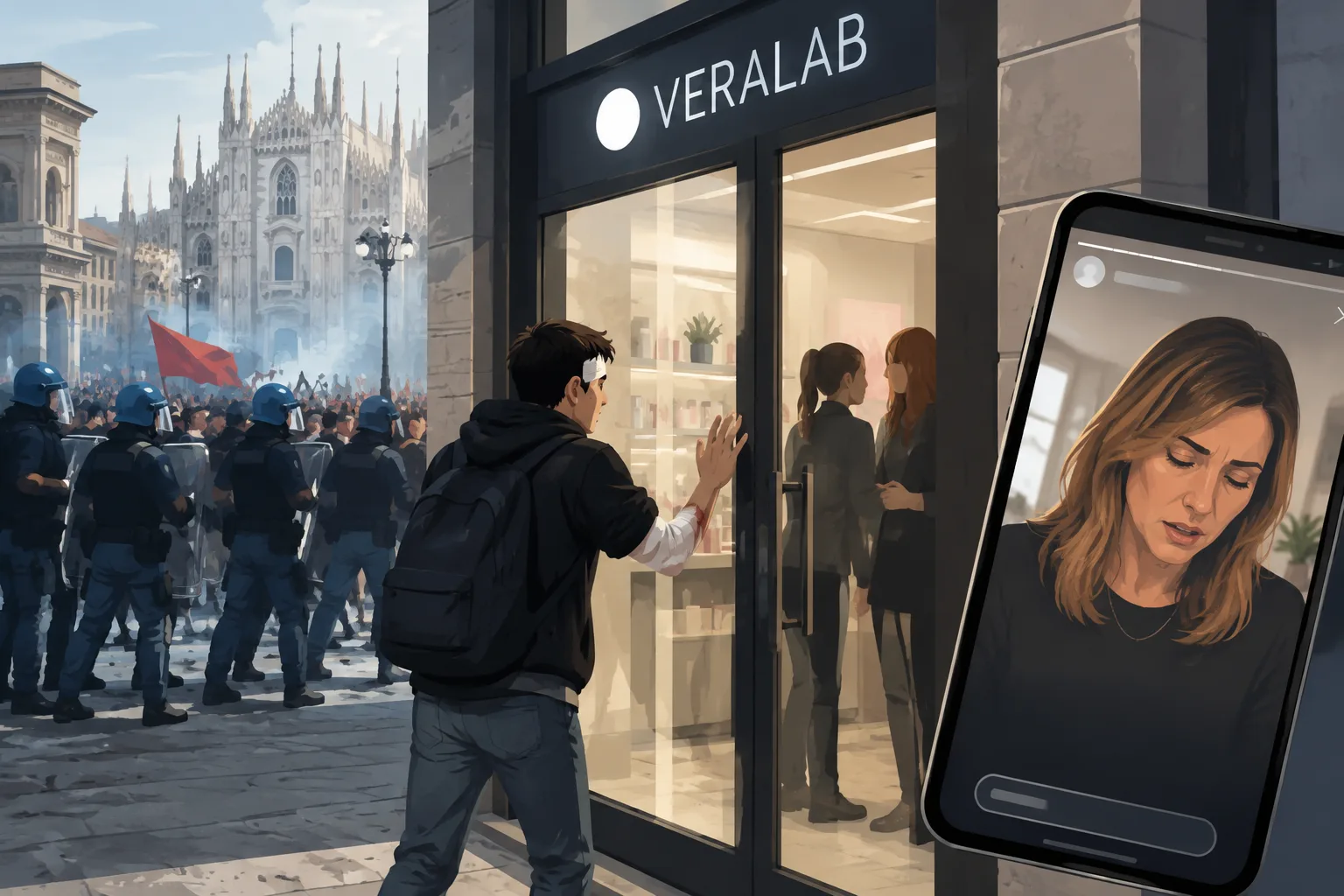 Scontri in centro a Milano: Fogazzi (VeraLab) si scusa per il giovane ferito escluso dall’ingresso
