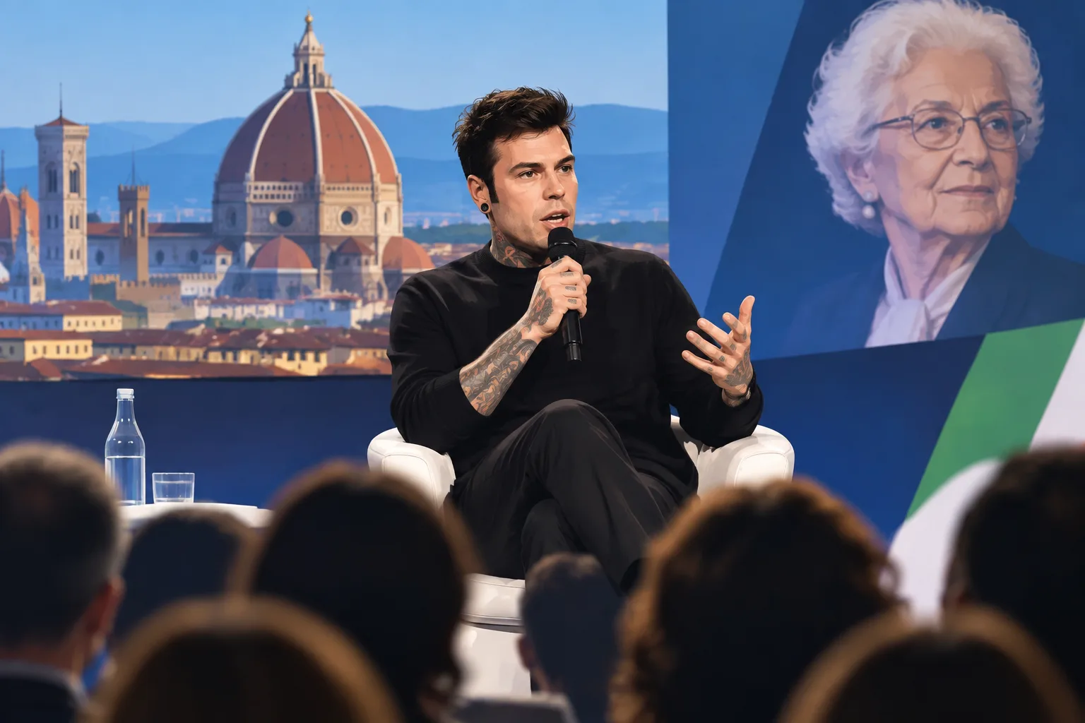 Fedez alla Leopolda: critiche al ddl 'antisemitismo' e richiamo a Liliana Segre