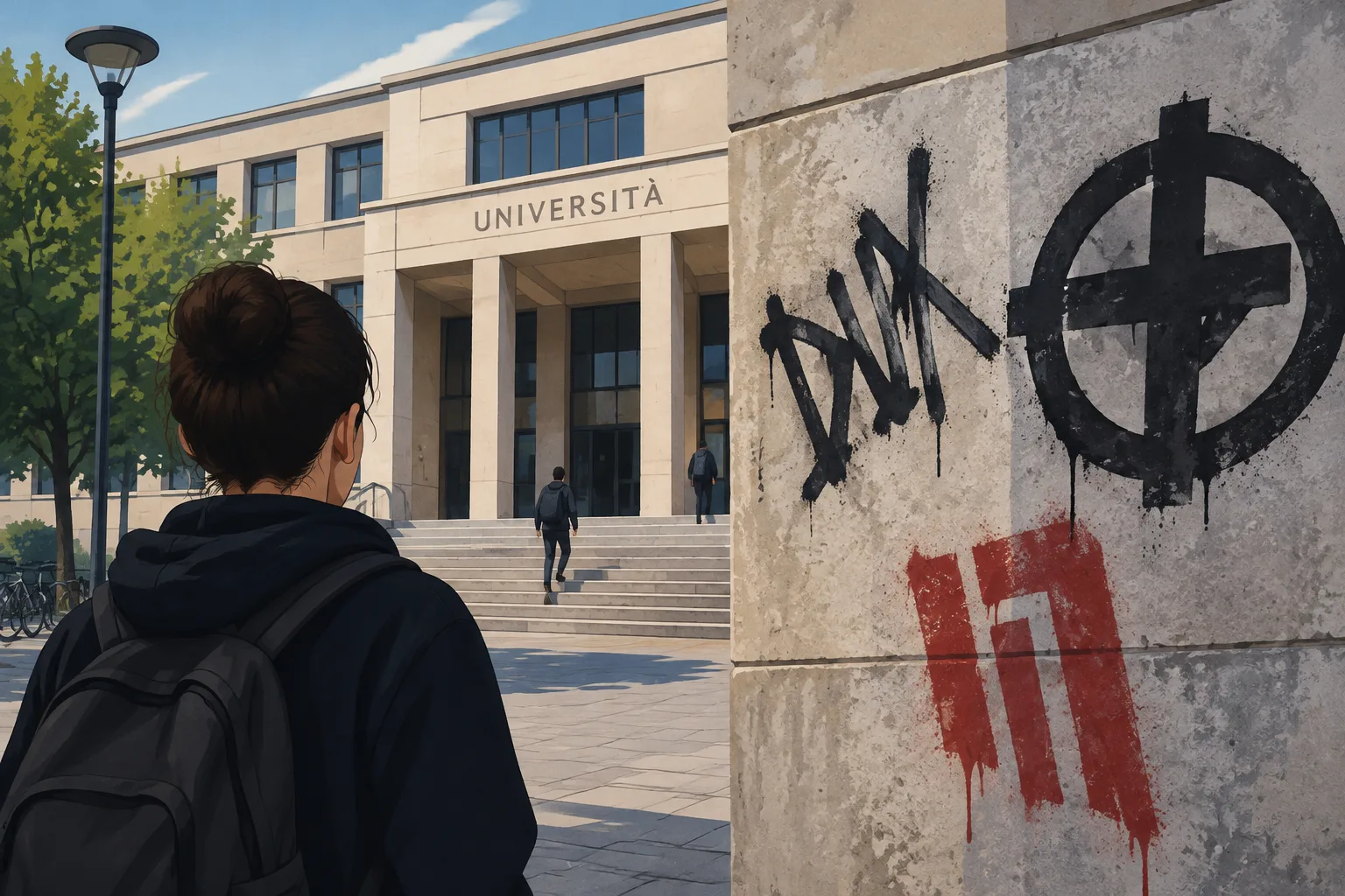 Imbrattamenti con simboli e scritte fasciste all'Università di Bari, la segnalazione di Cambiare Rotta