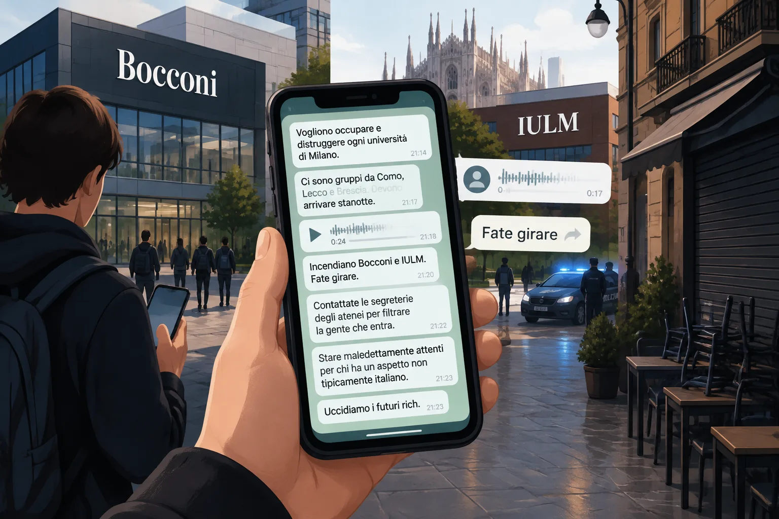 Psicosi nelle chat degli studenti a Milano: circolano minacce contro Bocconi e IULM, allerta in centro