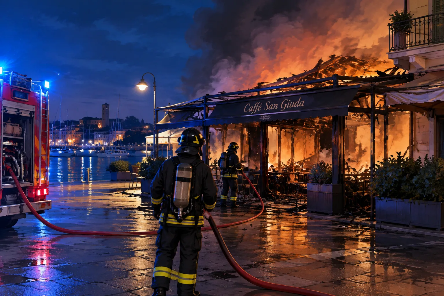 Incendio nel cuore di Desenzano: il Caffè San Giuda dichiarato inagibile