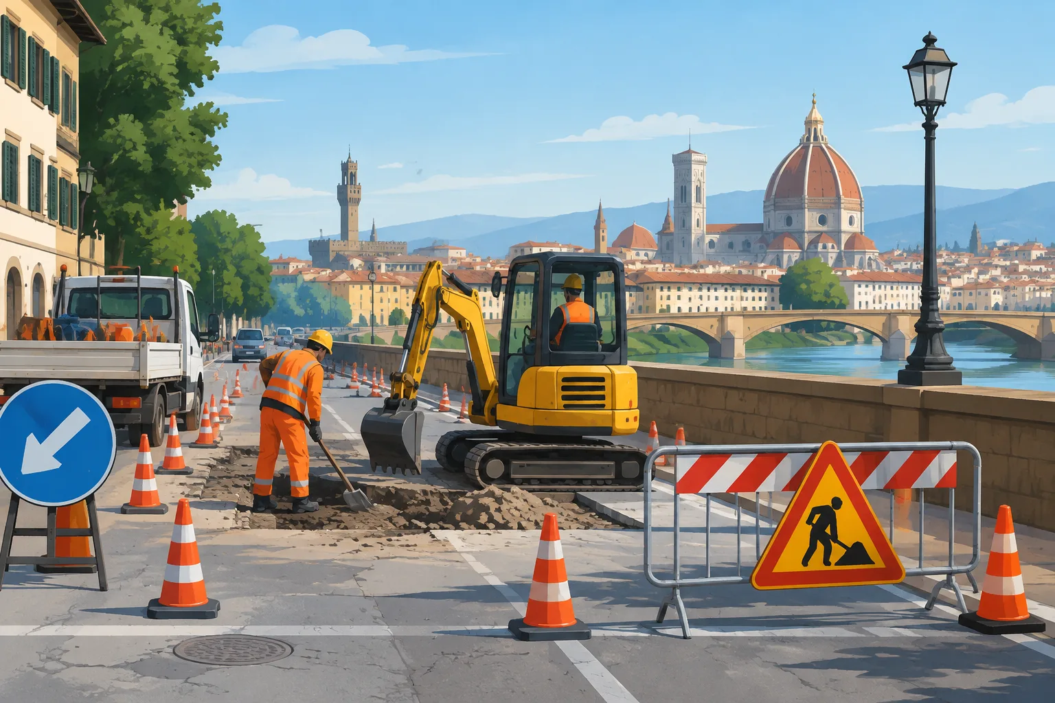 Firenze, i cantieri principali della settimana: ripristini dopo Terna, lavori Publiacqua e interventi su lungarni e strade
