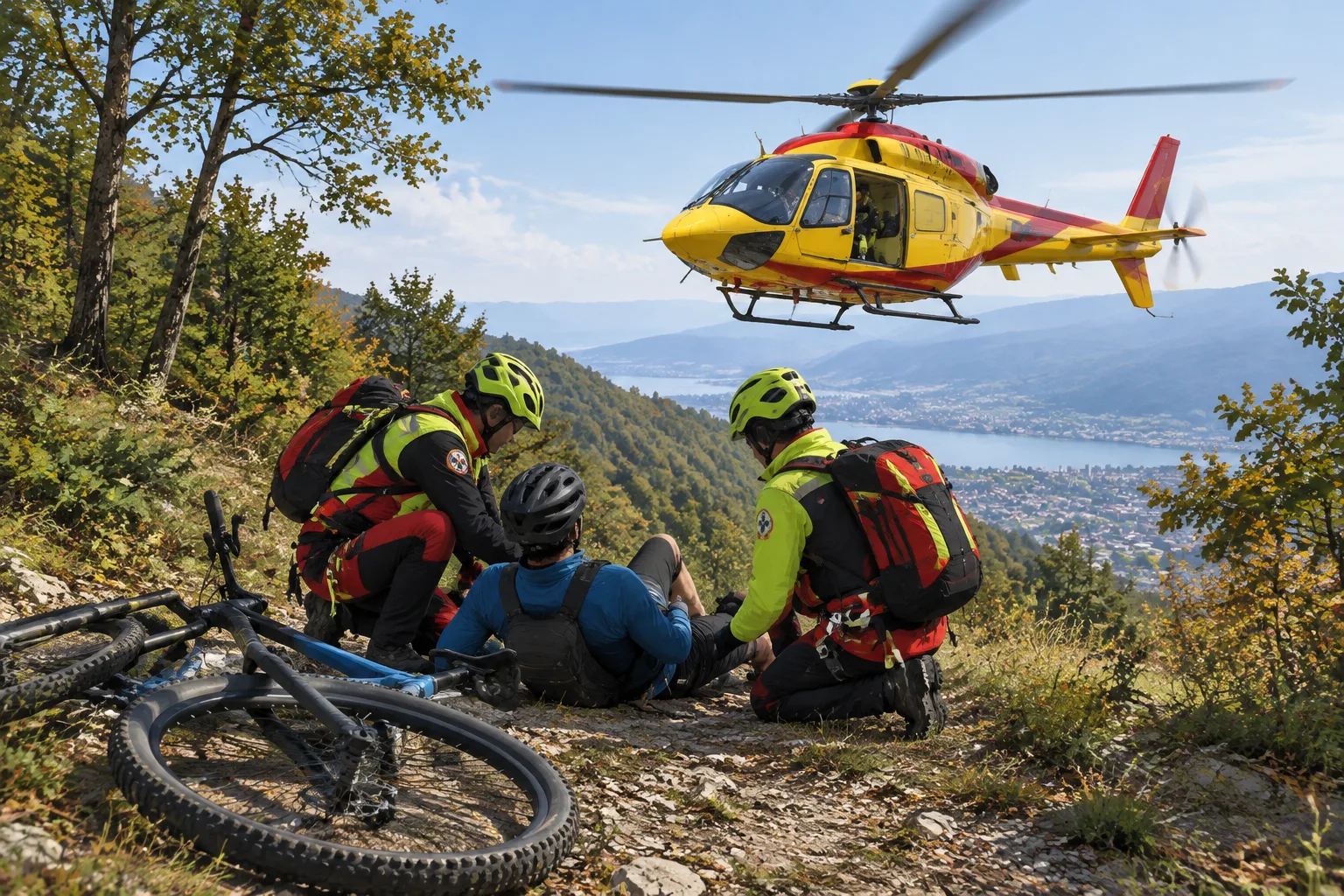 Ciclista 48enne soccorso in elicottero sulle pendici del Monte Alto a Capriolo
