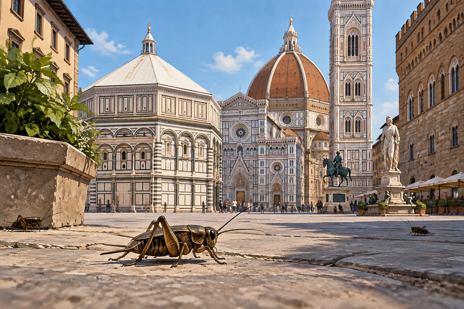 Il canto dei grilli invade il centro di Firenze: segnalazioni anche davanti e dentro il Duomo