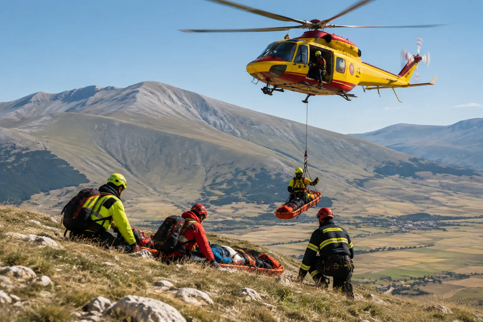 Parapendista soccorso a Castelluccio di Norcia, trasferito in elisoccorso a Terni