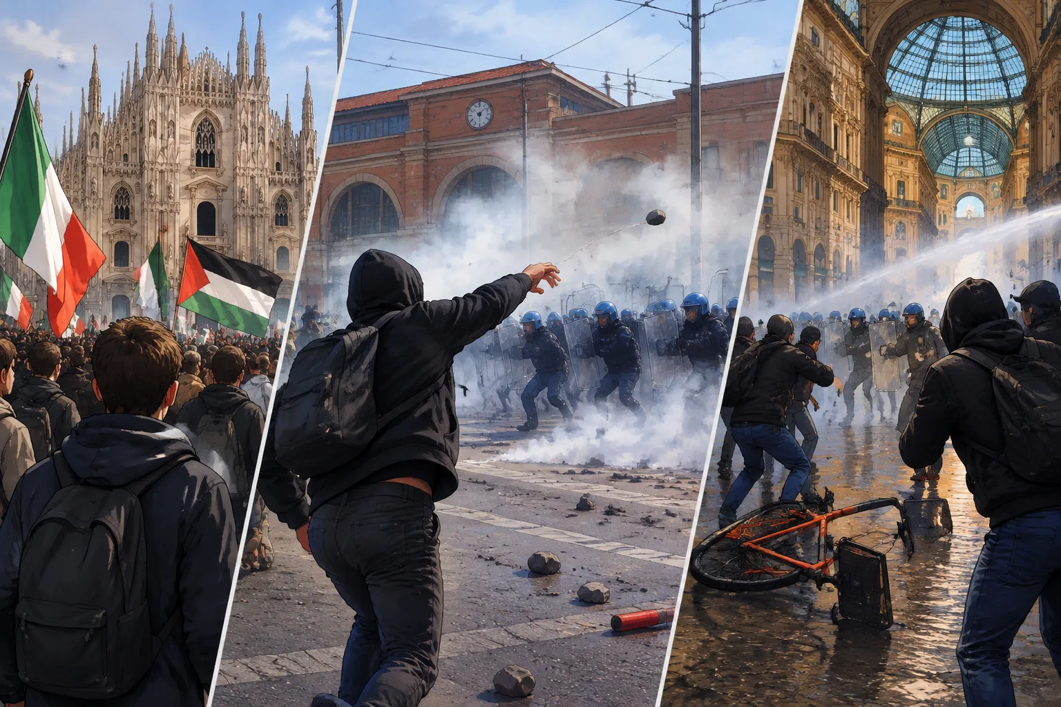 "Italia in Piazza": tensioni e scontri a Milano, Bologna e Torino