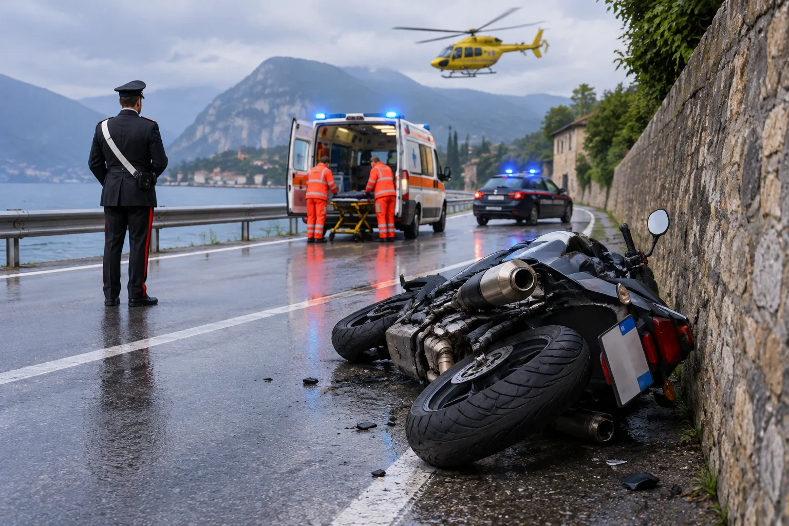 Toscolano Maderno: motociclista 62enne muore dopo essere finito contro un muro sulla Statale 45bis