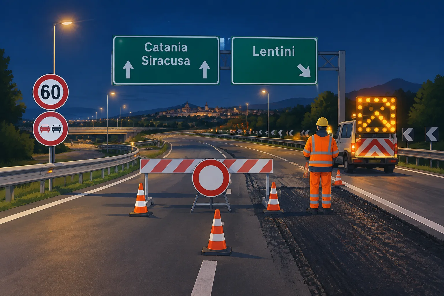 Chiusure notturne delle rampe per Lentini sulla Catania–Siracusa: interventi di manutenzione dal 5 al 9 ottobre
