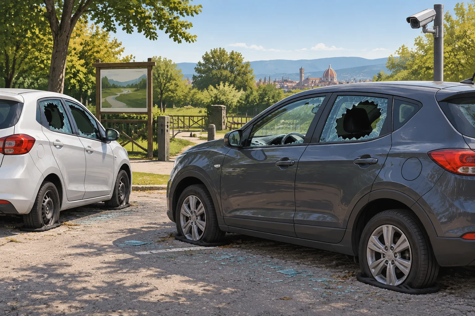 Vandali al Parco della Piana: due auto danneggiate al Podere Querciola
