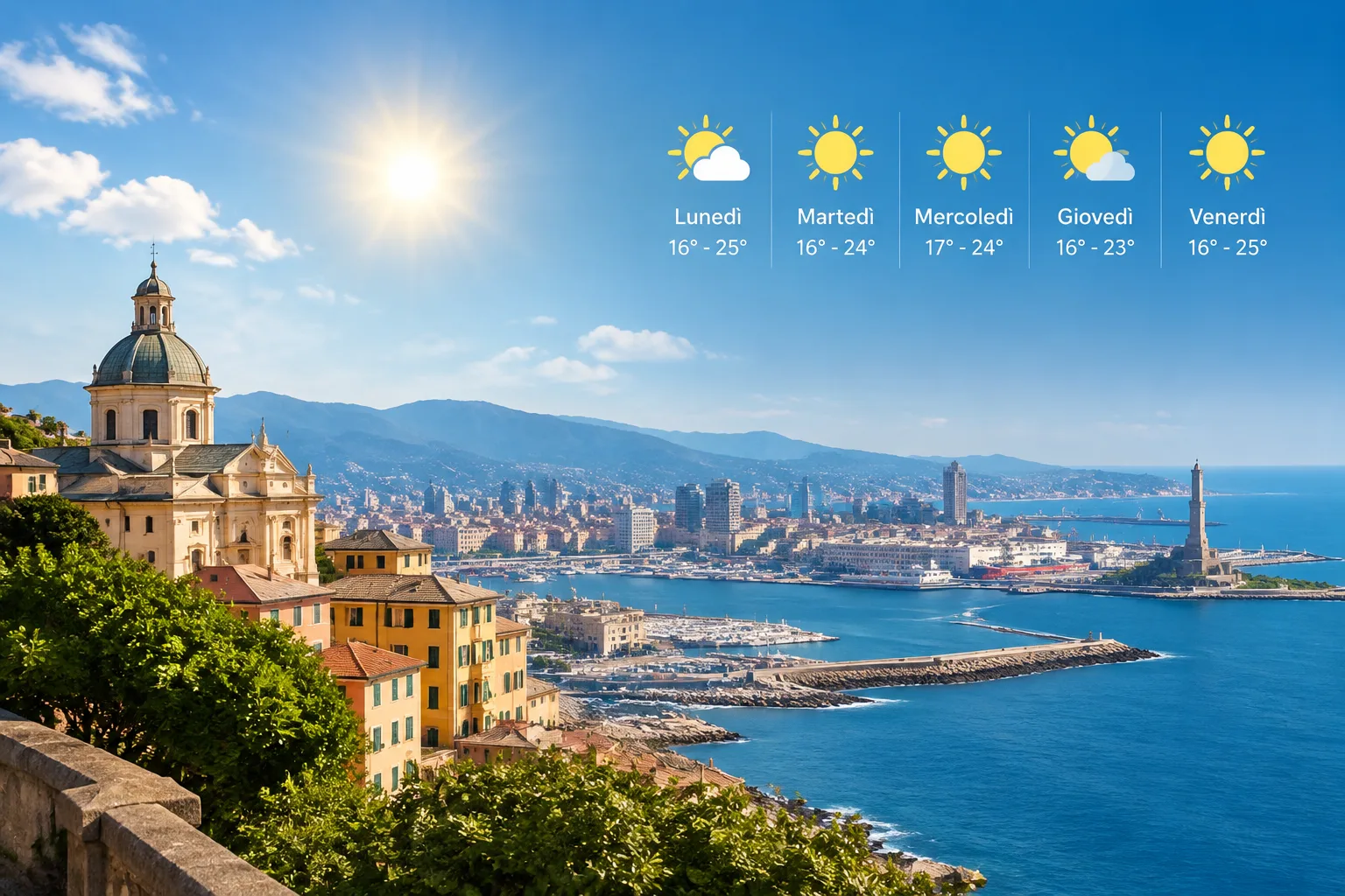 Genova, meteo 12-16 ottobre 2026: alta pressione e prevalenza di bel tempo