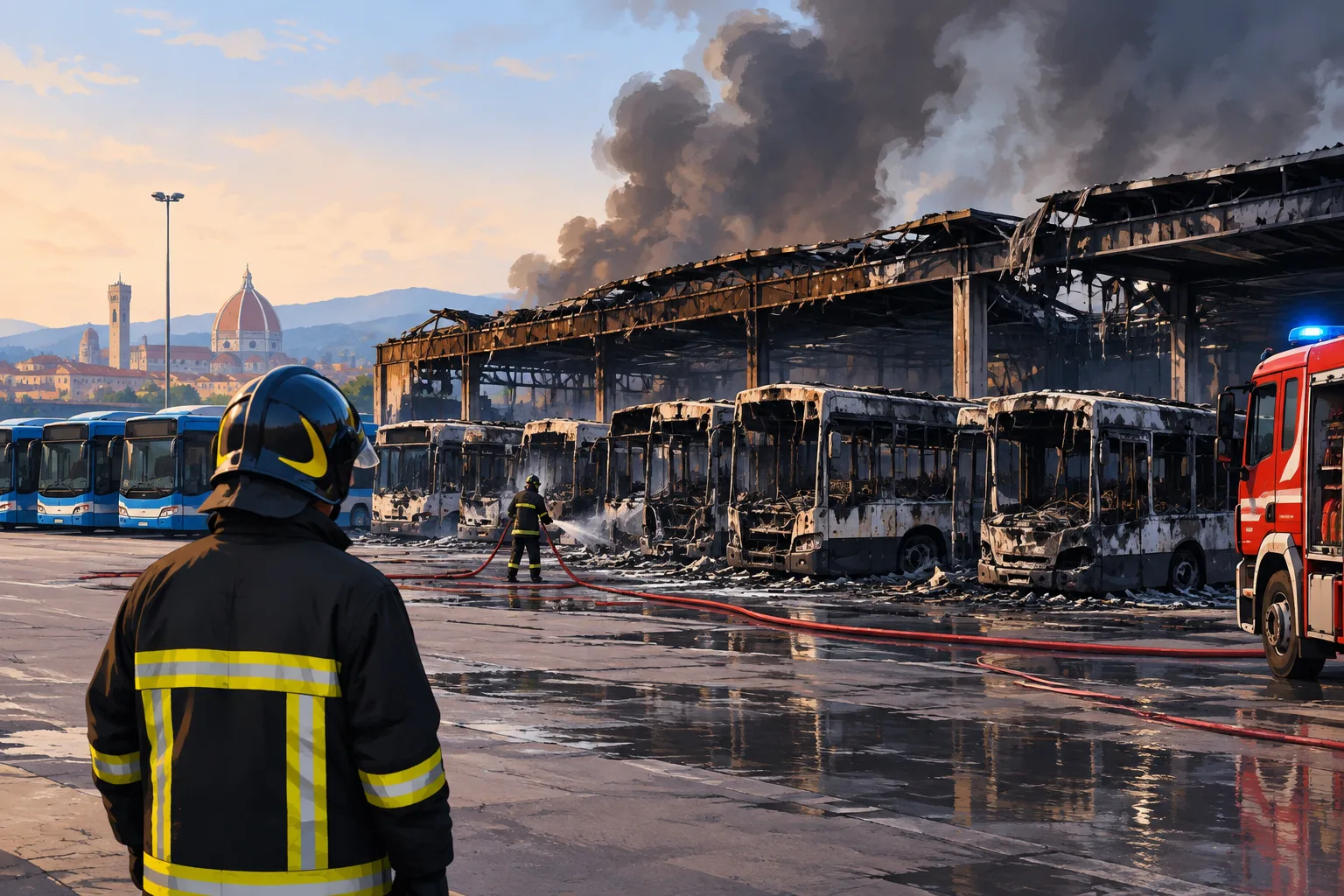 Incendio al deposito di viale XI Agosto: 12 autobus distrutti, servizio garantito