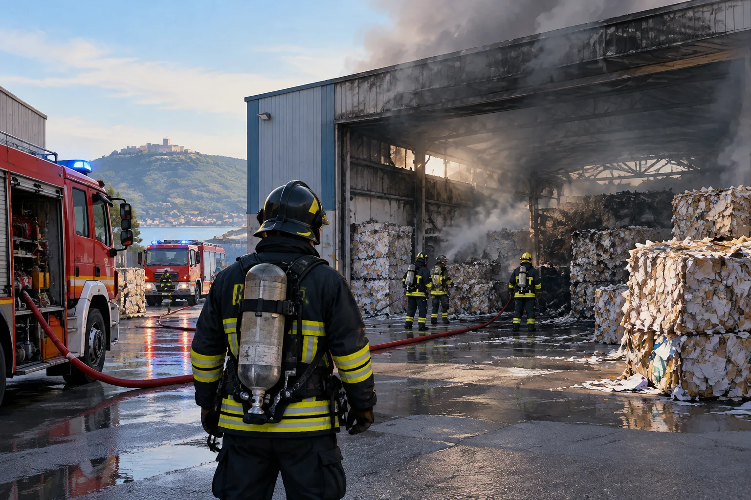 Rogo in un deposito della cartiera a Duino Aurisina, fiamme domate dai Vigili del fuoco