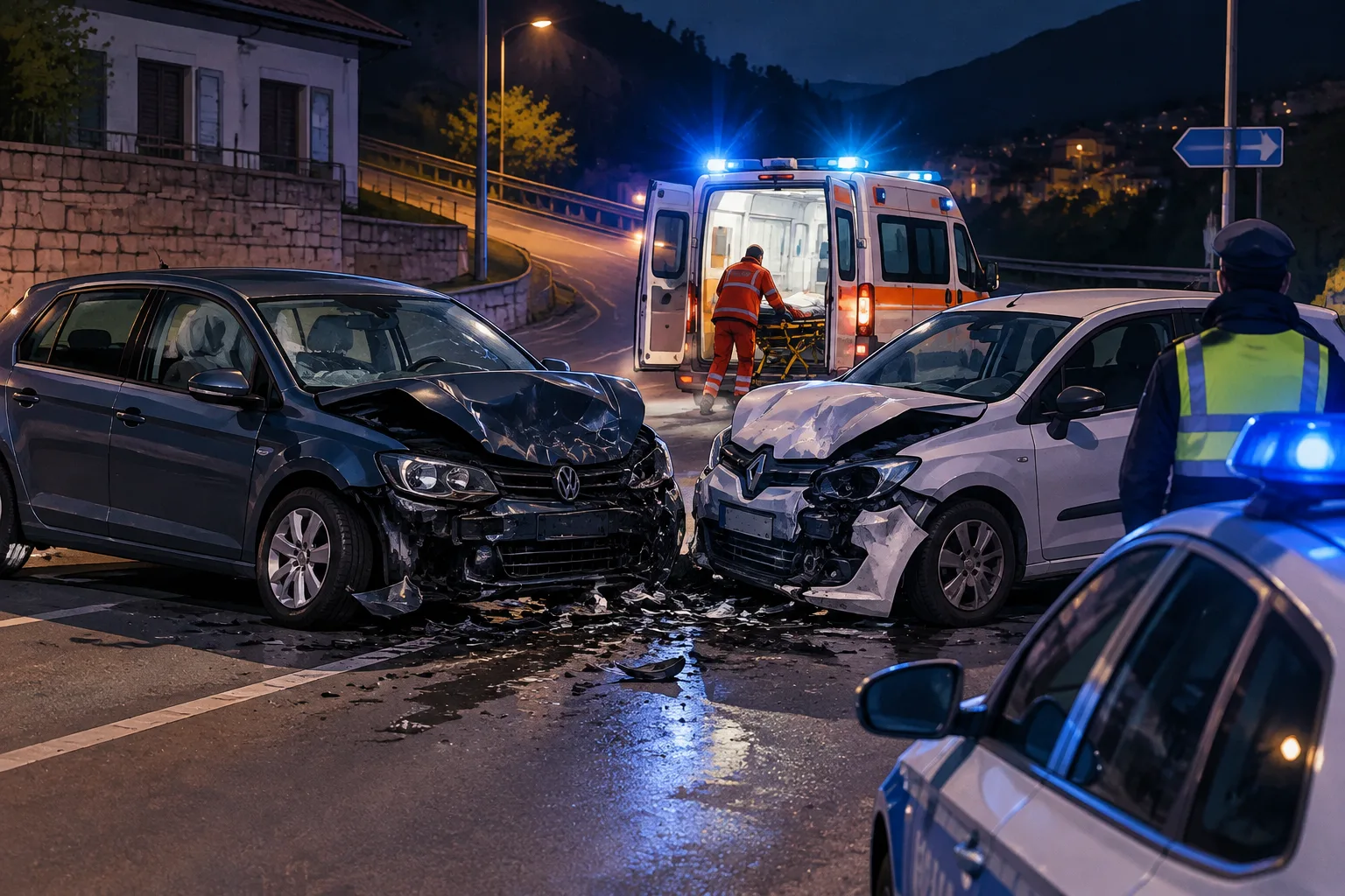 Scontro frontale a Sant'Apollonio: due utilitarie distrutte, un giovane portato in ospedale