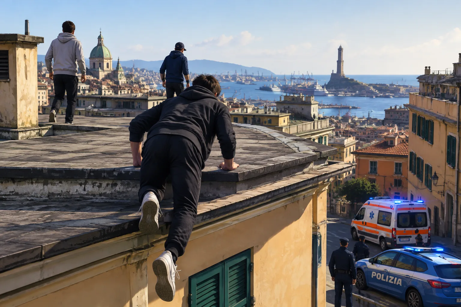 Parkour sul tetto in centro a Genova: identificato un ventenne