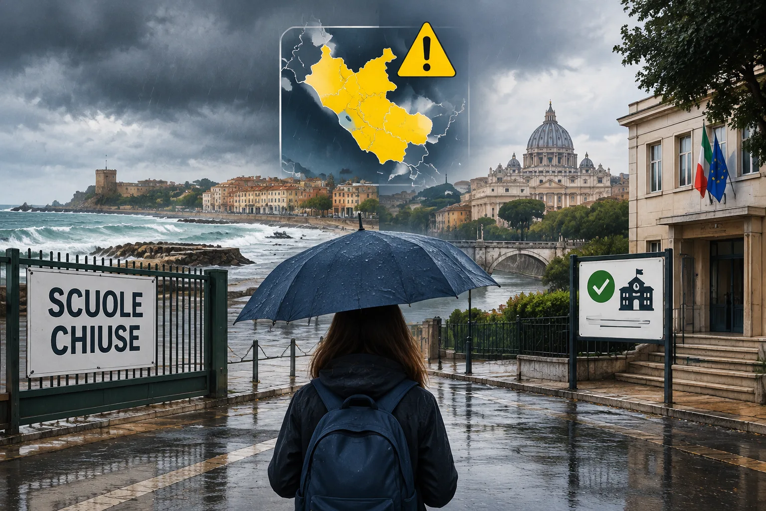 Maltempo: ad Anzio e Nettuno scuole chiuse il 9 ottobre; a Roma allerta gialla e istituti aperti