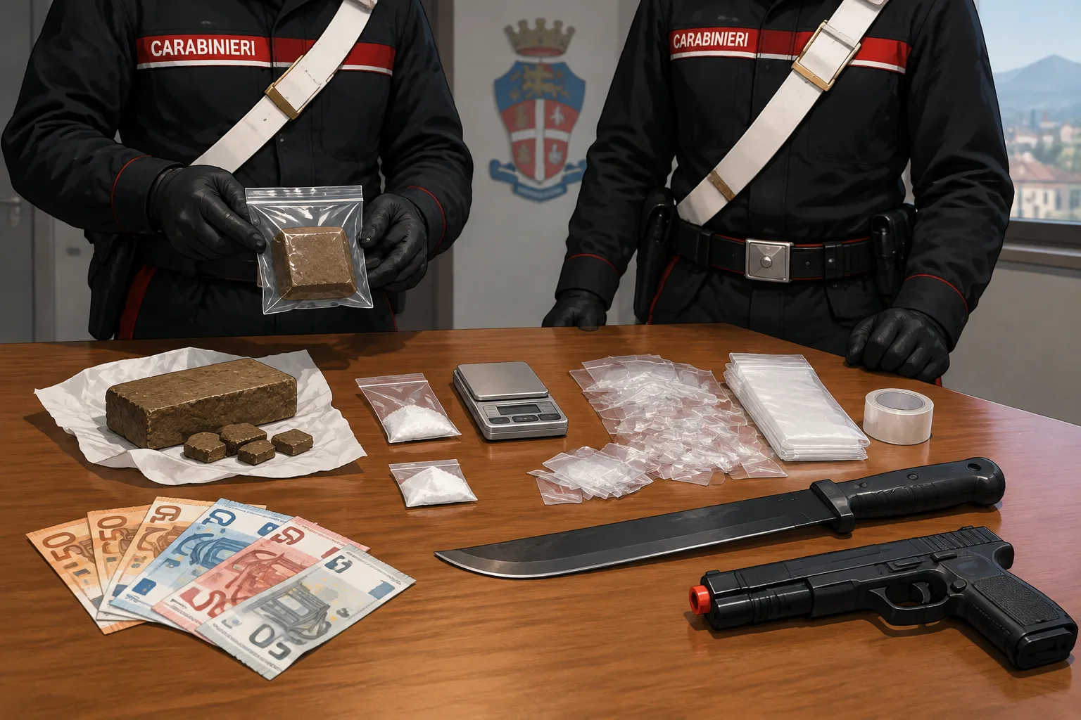 Due arresti a Mazzano: in casa hashish, MDPV, machete e una pistola ad aria compressa modificata