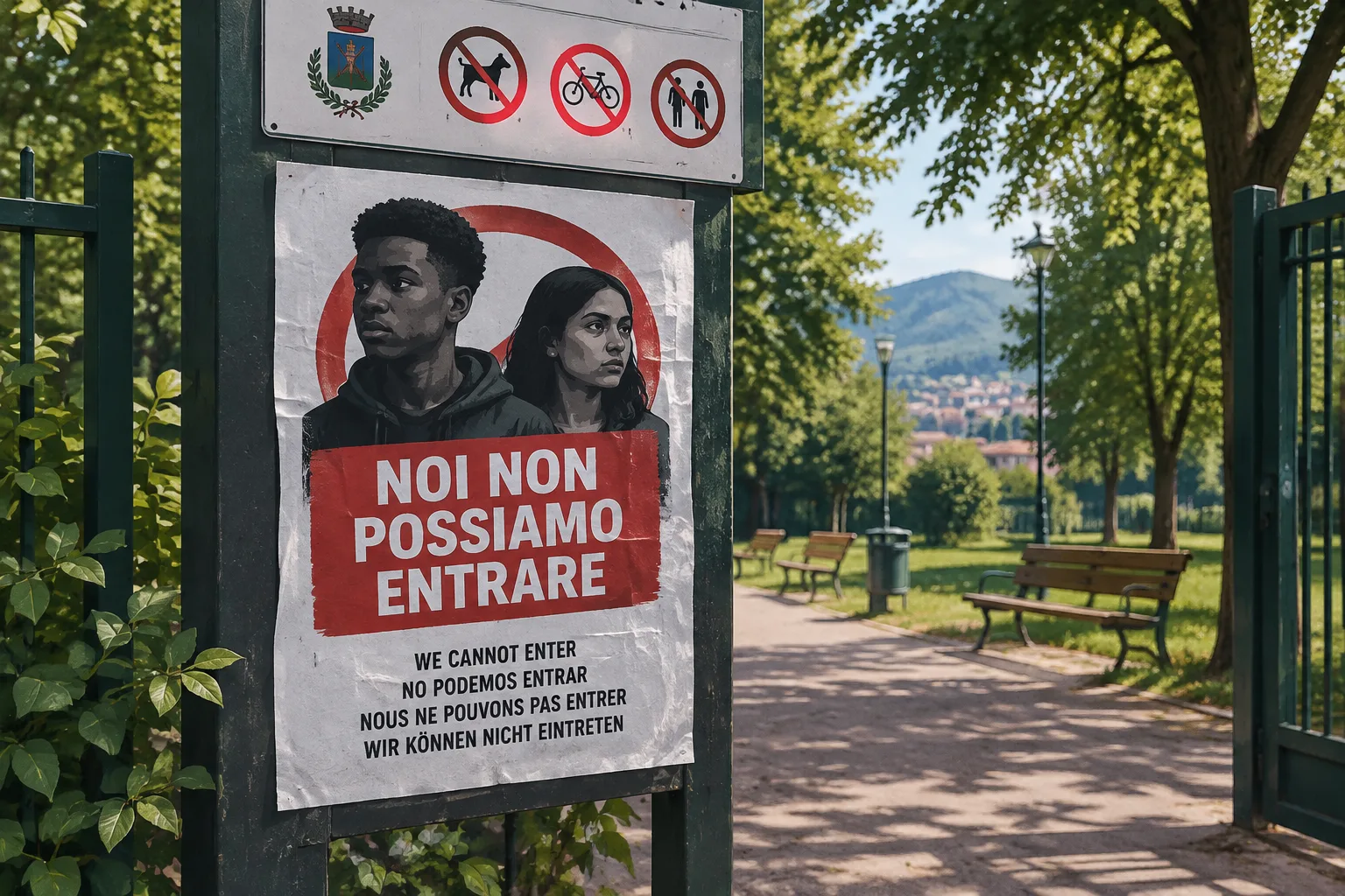 Affissi nei parchi della Valtrompia cartelli a sfondo razzista: polemiche e condanne