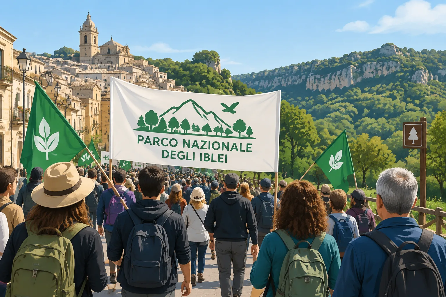 Buccheri, circa 200 persone in corteo per il Sì al Parco nazionale degli Iblei