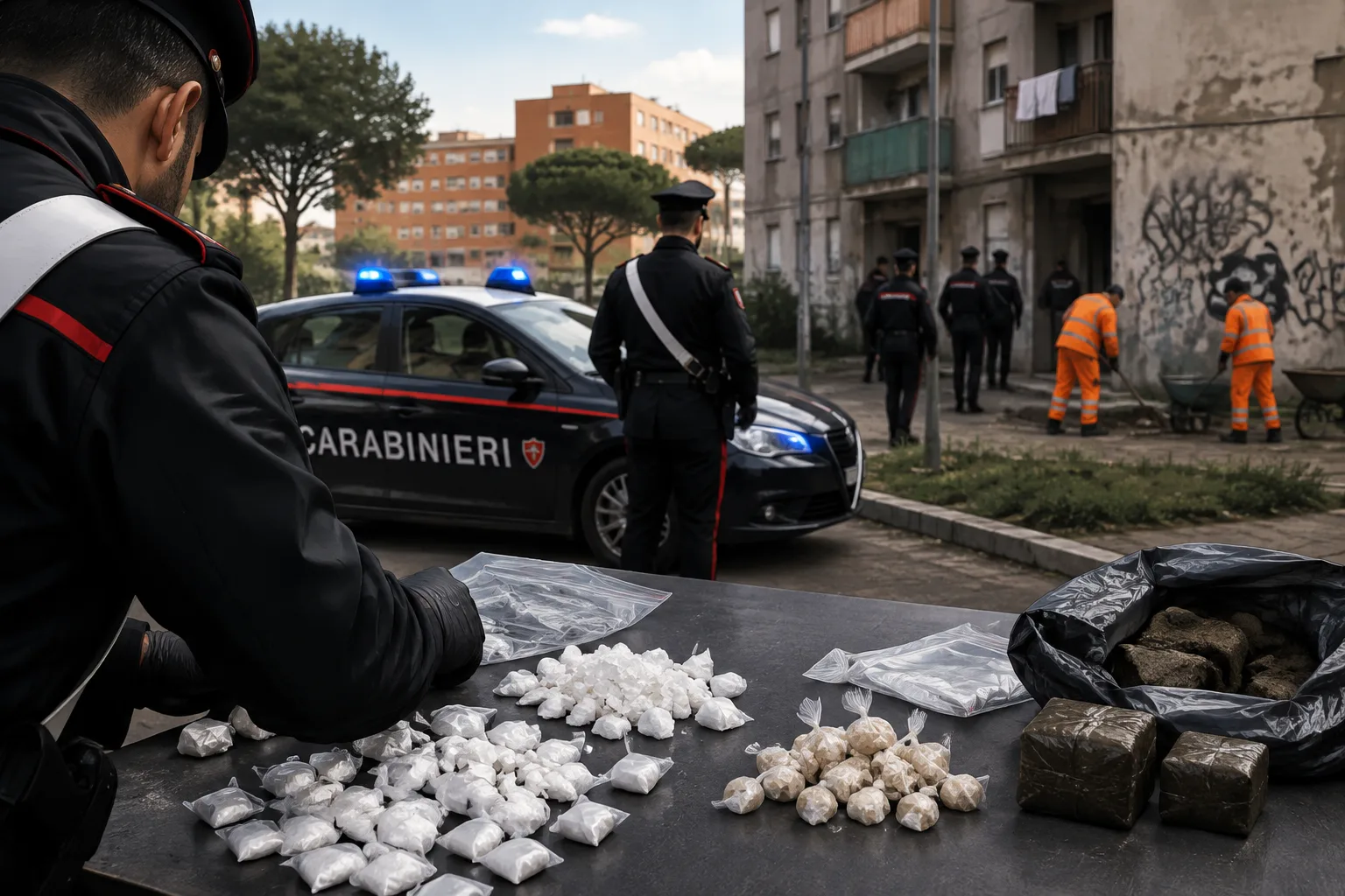 Quarticciolo, maxi blitz dei carabinieri: 11 arresti e mille dosi sequestrate