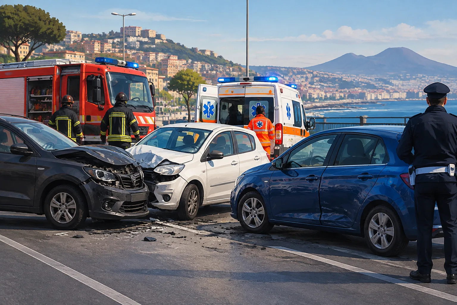 Incidente in via Terracina a Napoli: tre auto coinvolte
