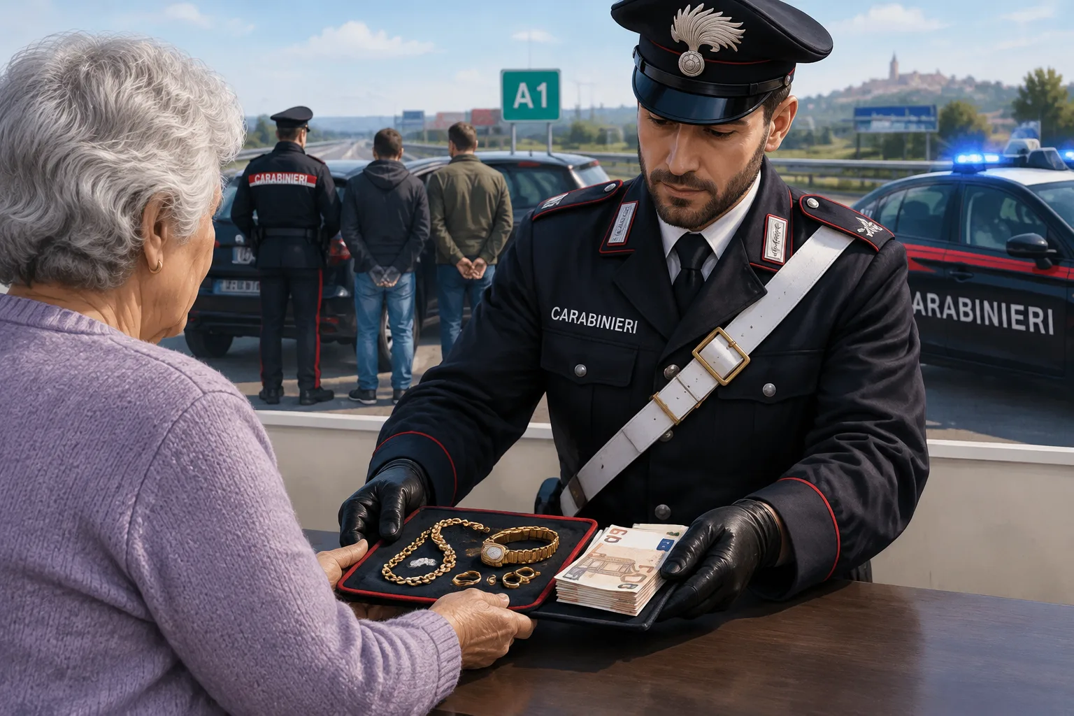 Segni: gioielli e 520 euro restituiti dopo la truffa, due arresti sull'A1