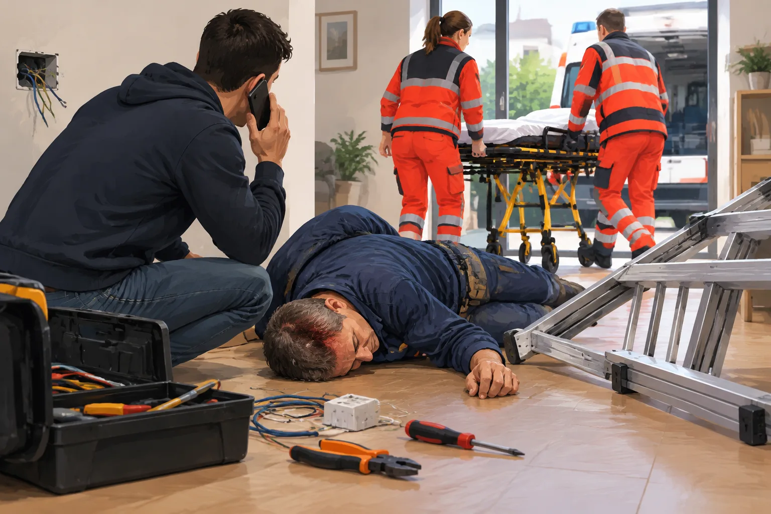 Elettricista di Calcinato gravemente ferito dopo una caduta a Treviglio