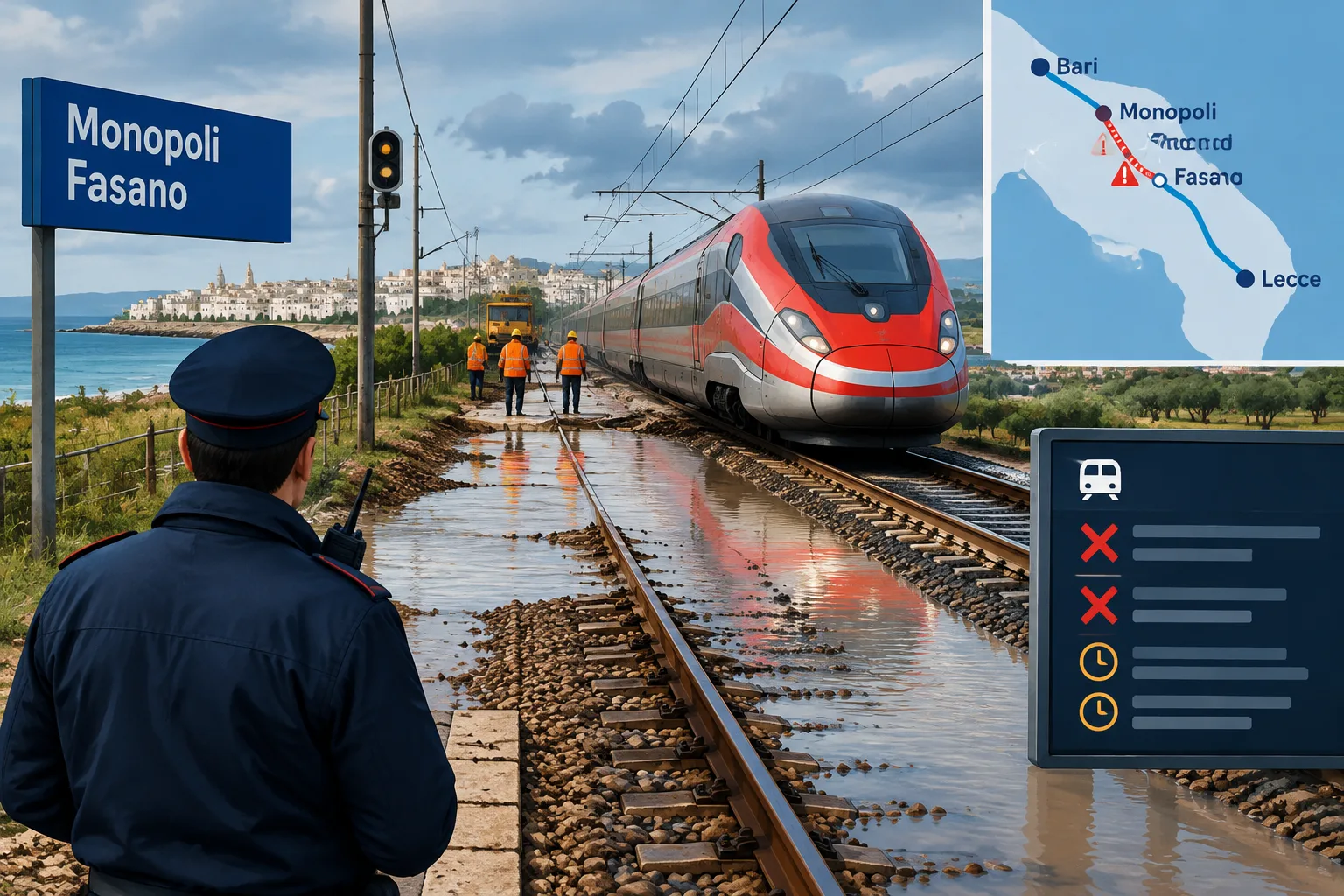 Ripresa graduale della circolazione sulla Bari–Lecce: riaperta la tratta Monopoli–Fasano, persistono limitazioni