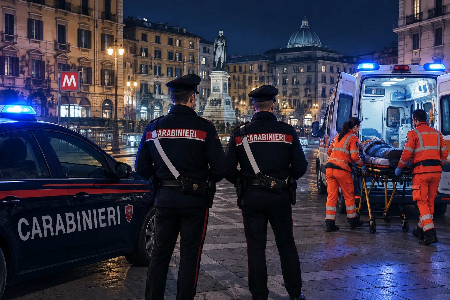 Due giovani feriti in piazza Principe Umberto: indagano i carabinieri