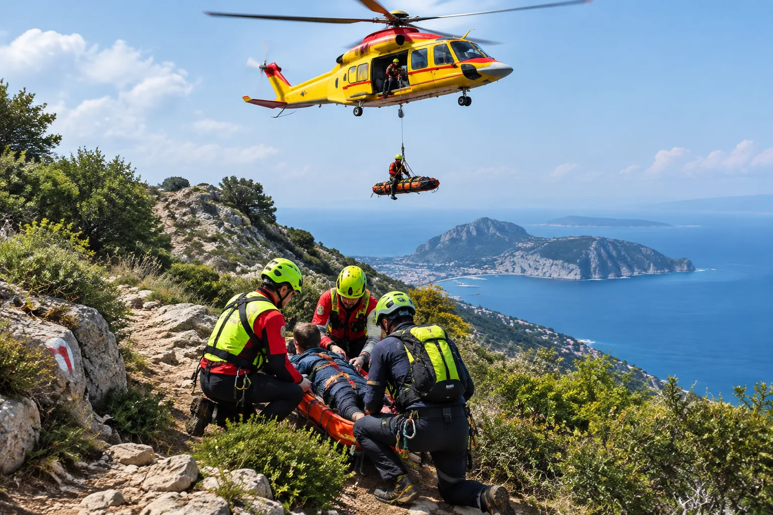 Escursionista soccorso con l'elisoccorso a Monte San Costanzo e trasferito all'Ospedale del Mare